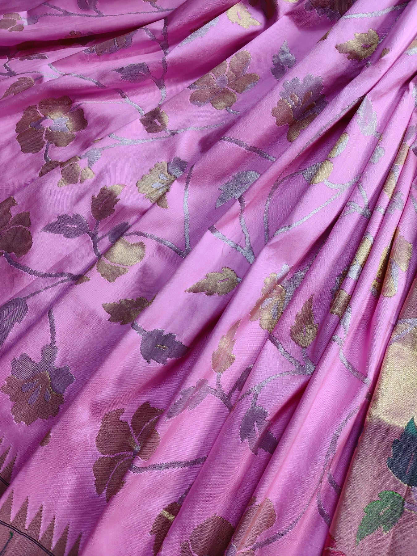PINK GOLD SILK TISSUE PURE HANDLOOM EXCLUSIVE PAITHANI SAREE
