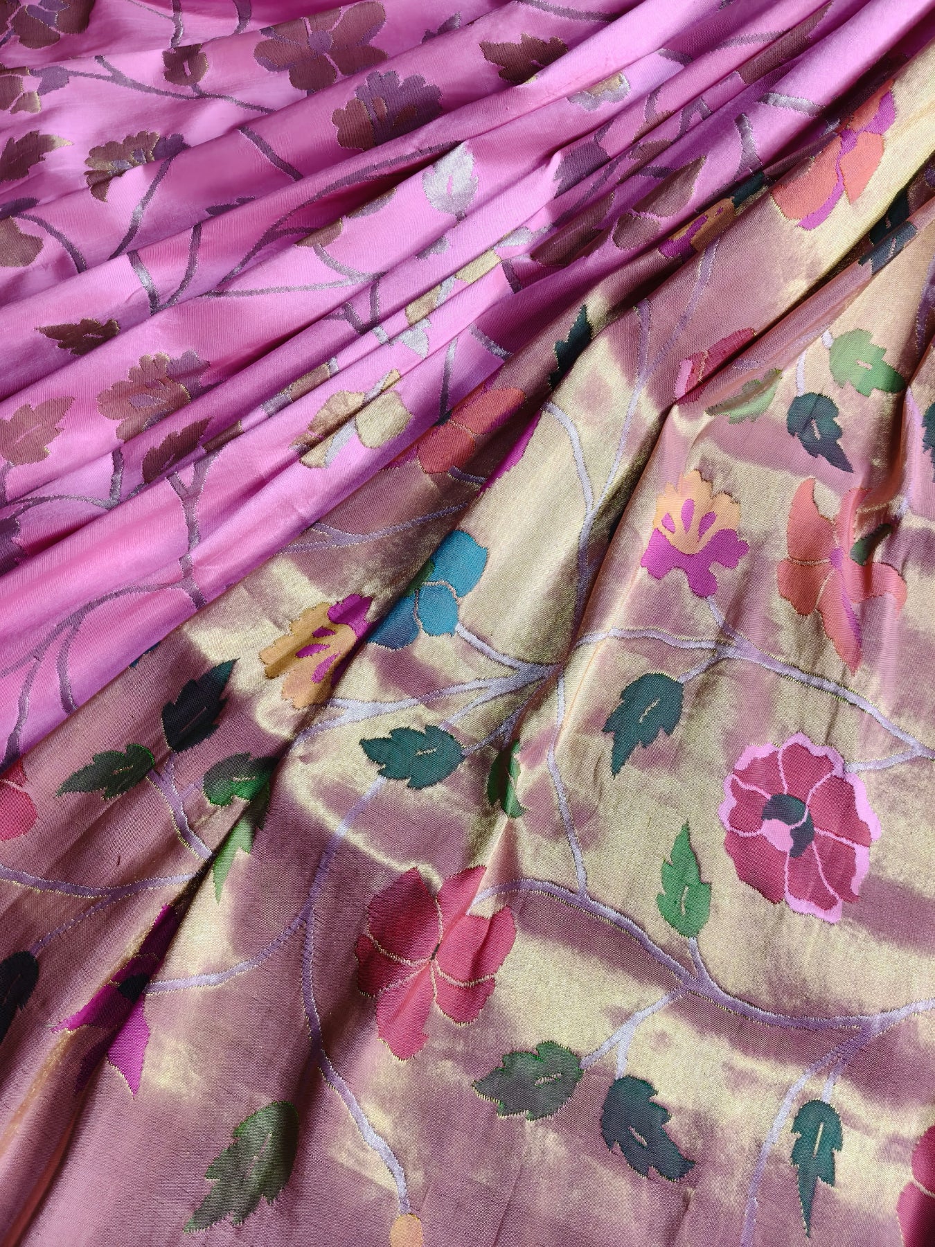 PINK GOLD SILK TISSUE PURE HANDLOOM EXCLUSIVE PAITHANI SAREE