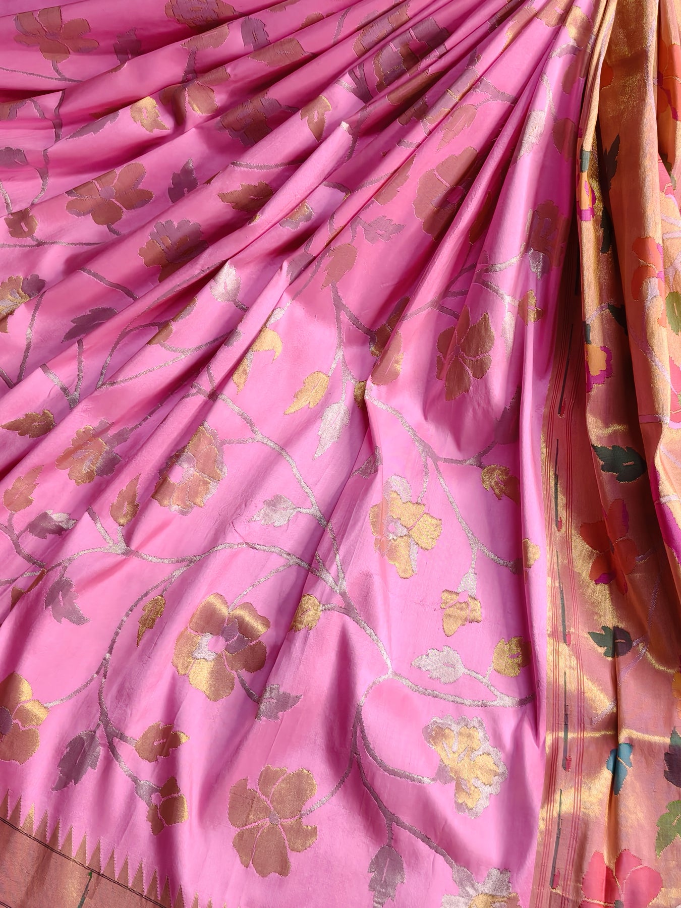 PINK GOLD SILK TISSUE PURE HANDLOOM EXCLUSIVE PAITHANI SAREE