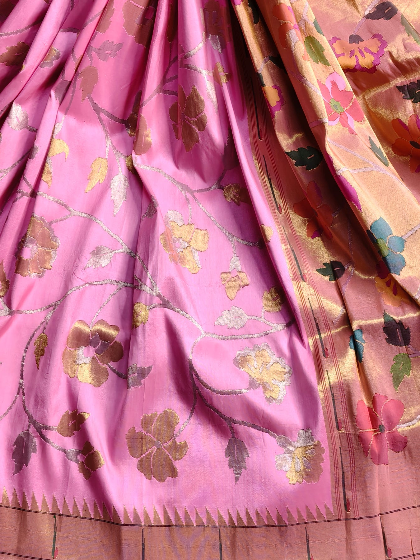 PINK GOLD SILK TISSUE PURE HANDLOOM EXCLUSIVE PAITHANI SAREE