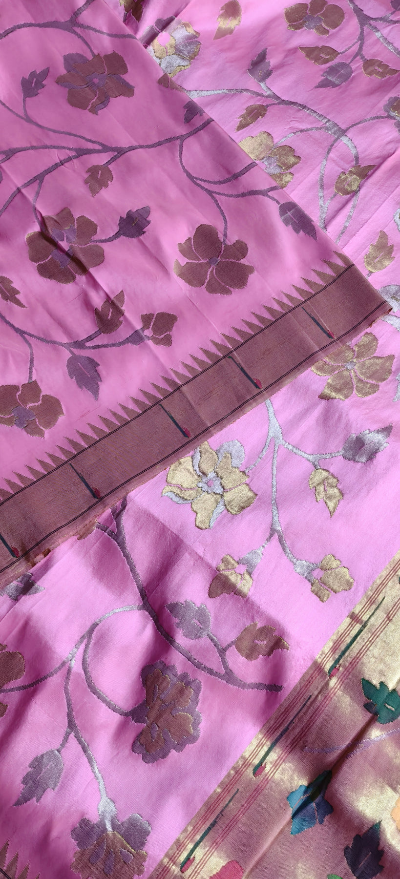 PINK GOLD SILK TISSUE PURE HANDLOOM EXCLUSIVE PAITHANI SAREE