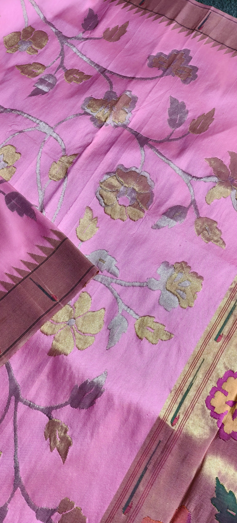 PINK GOLD SILK TISSUE PURE HANDLOOM EXCLUSIVE PAITHANI SAREE