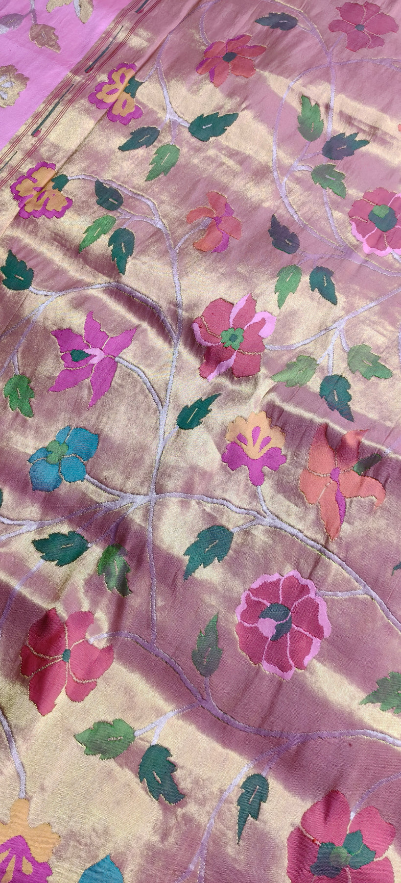 PINK GOLD SILK TISSUE PURE HANDLOOM EXCLUSIVE PAITHANI SAREE