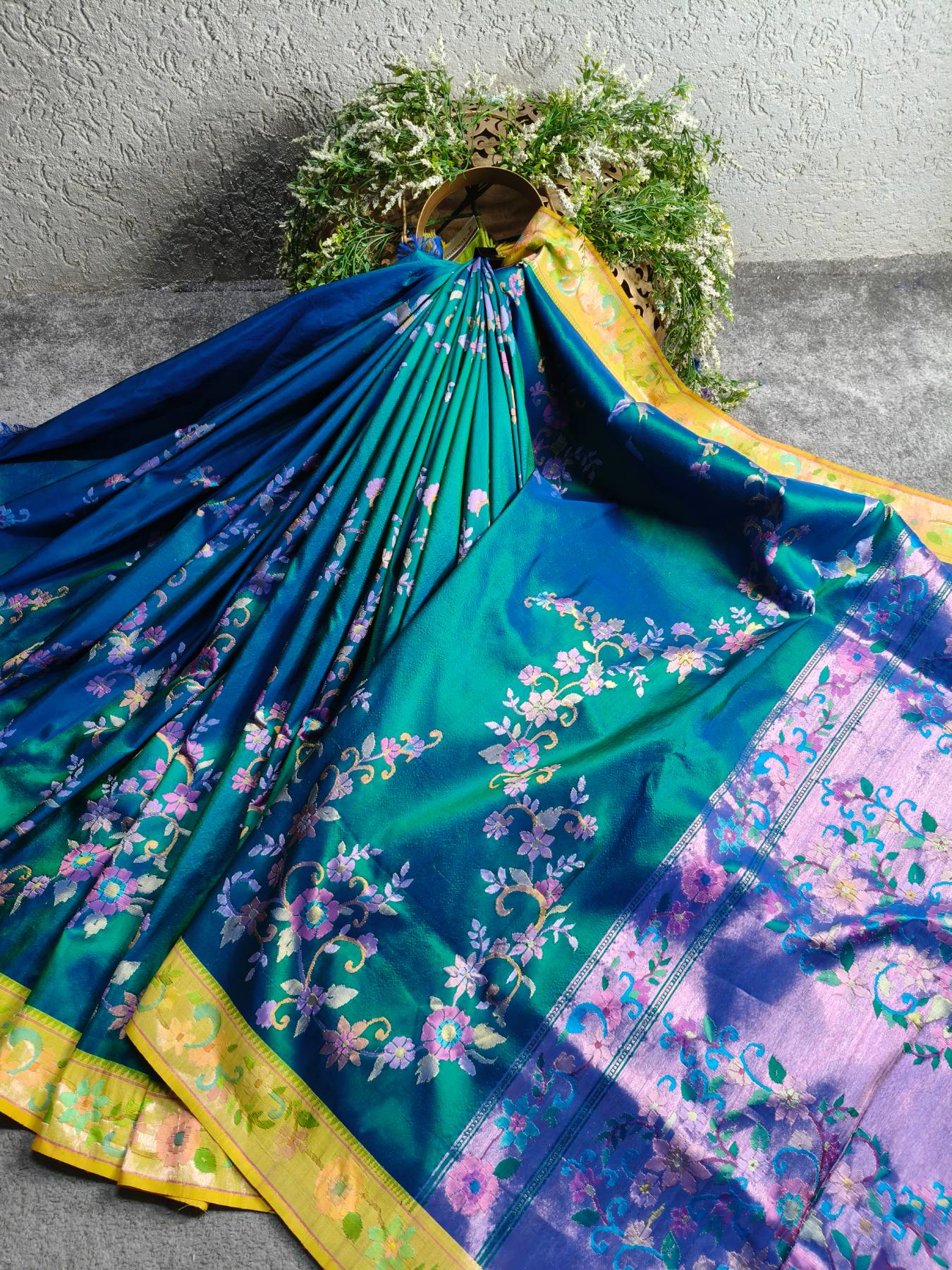 PEACOCK BLUE SILK PURE HANDLOOM EXCLUSIVE PAITHANI SAREE