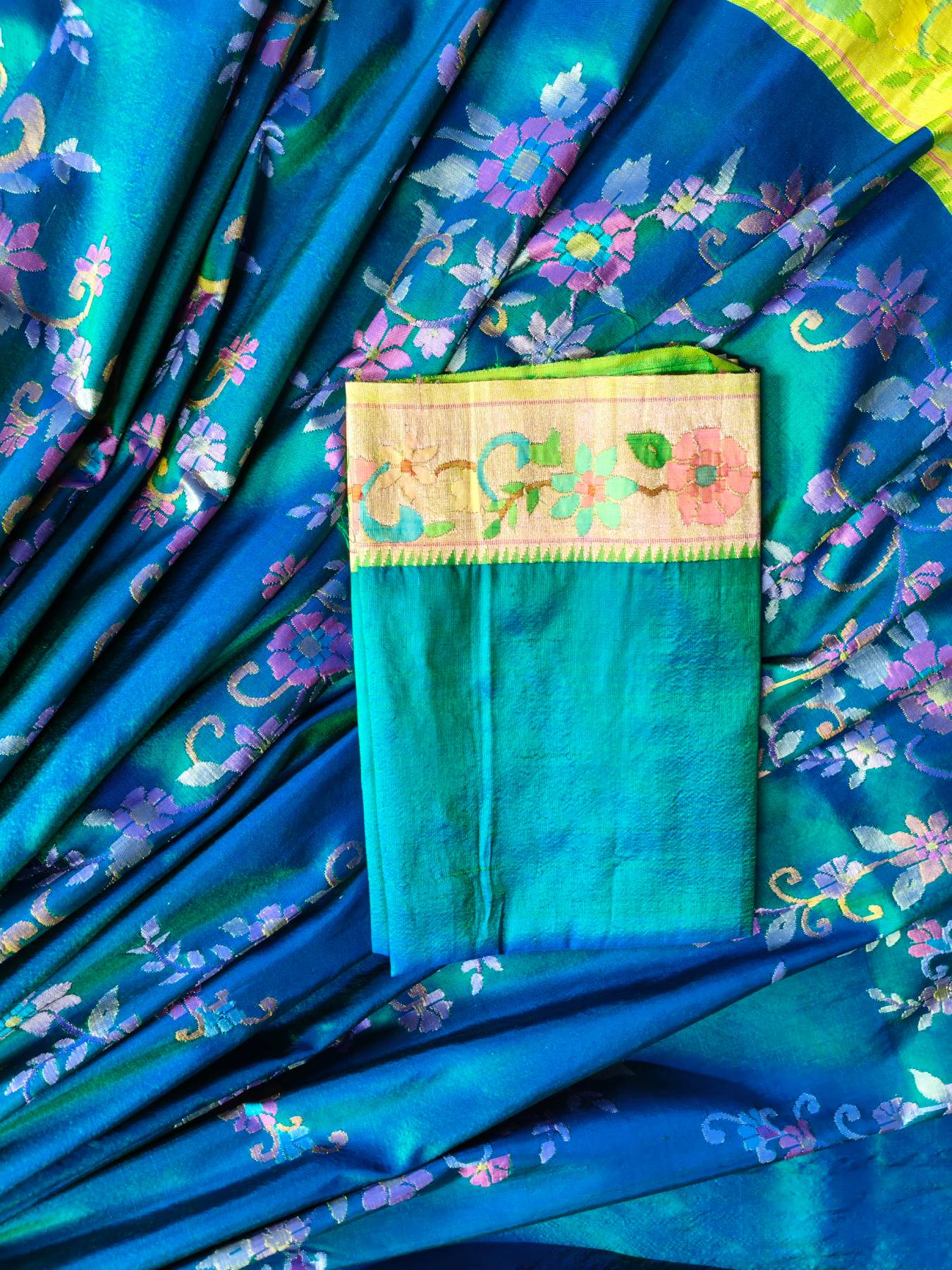 PEACOCK BLUE SILK PURE HANDLOOM EXCLUSIVE PAITHANI SAREE