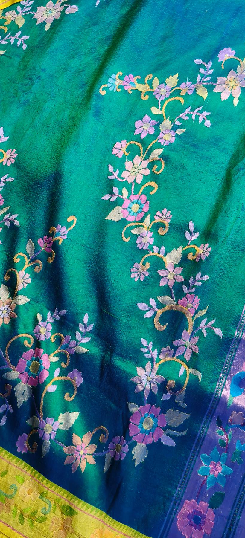 PEACOCK BLUE SILK PURE HANDLOOM EXCLUSIVE PAITHANI SAREE