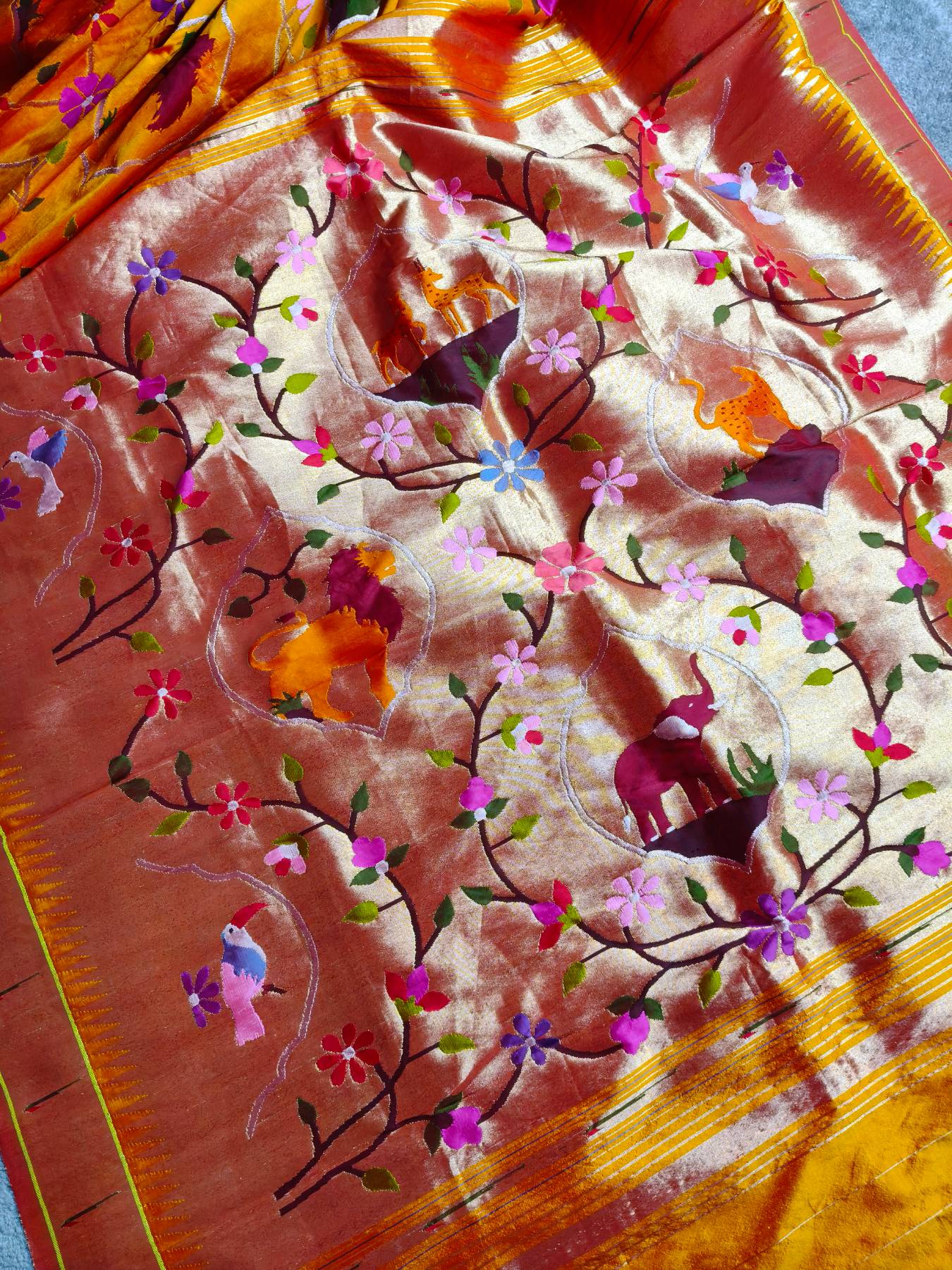 ORANGE YELLOW SILK PURE HANDLOOM EXCLUSIVE PAITHANI SAREE
