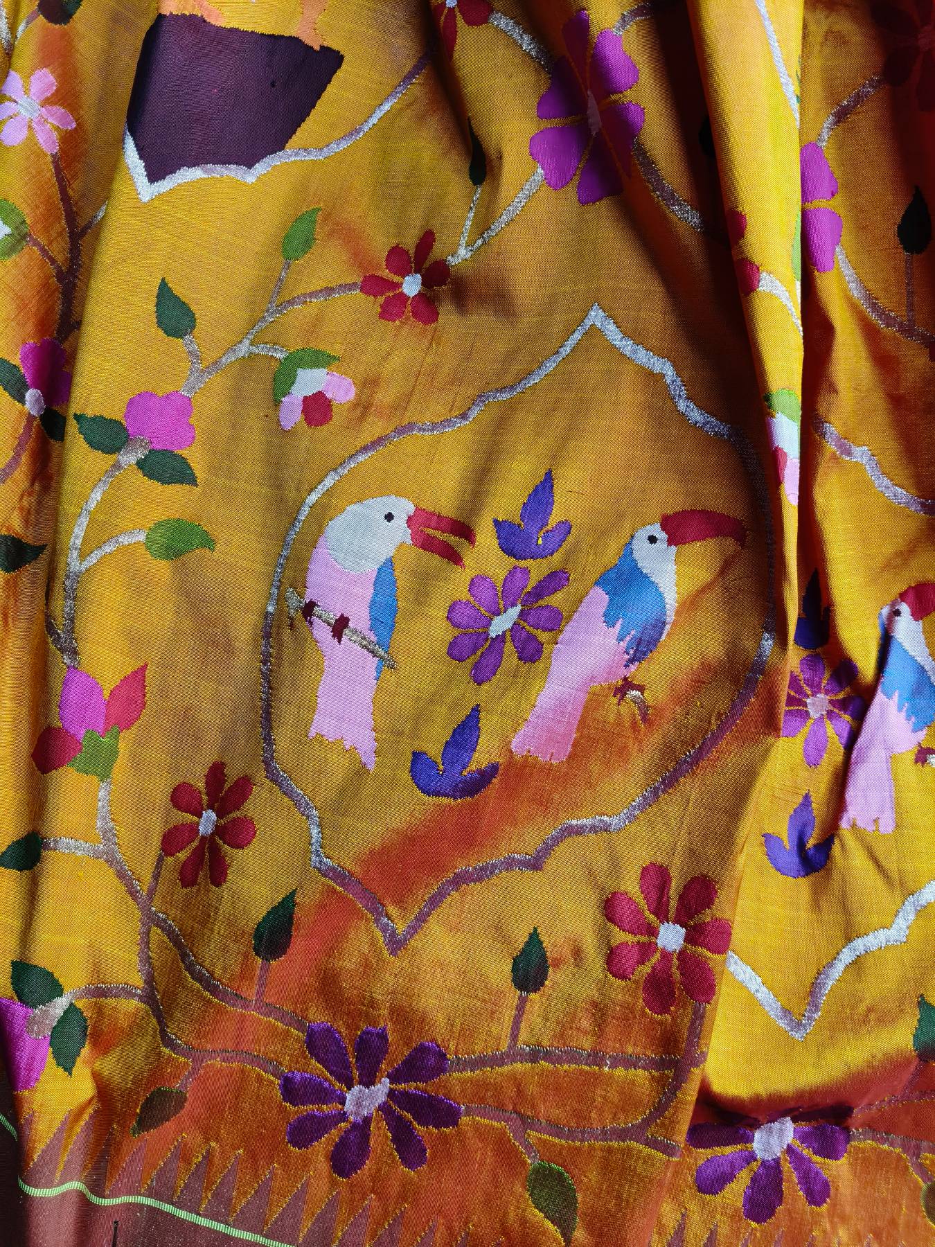 ORANGE YELLOW SILK PURE HANDLOOM EXCLUSIVE PAITHANI SAREE