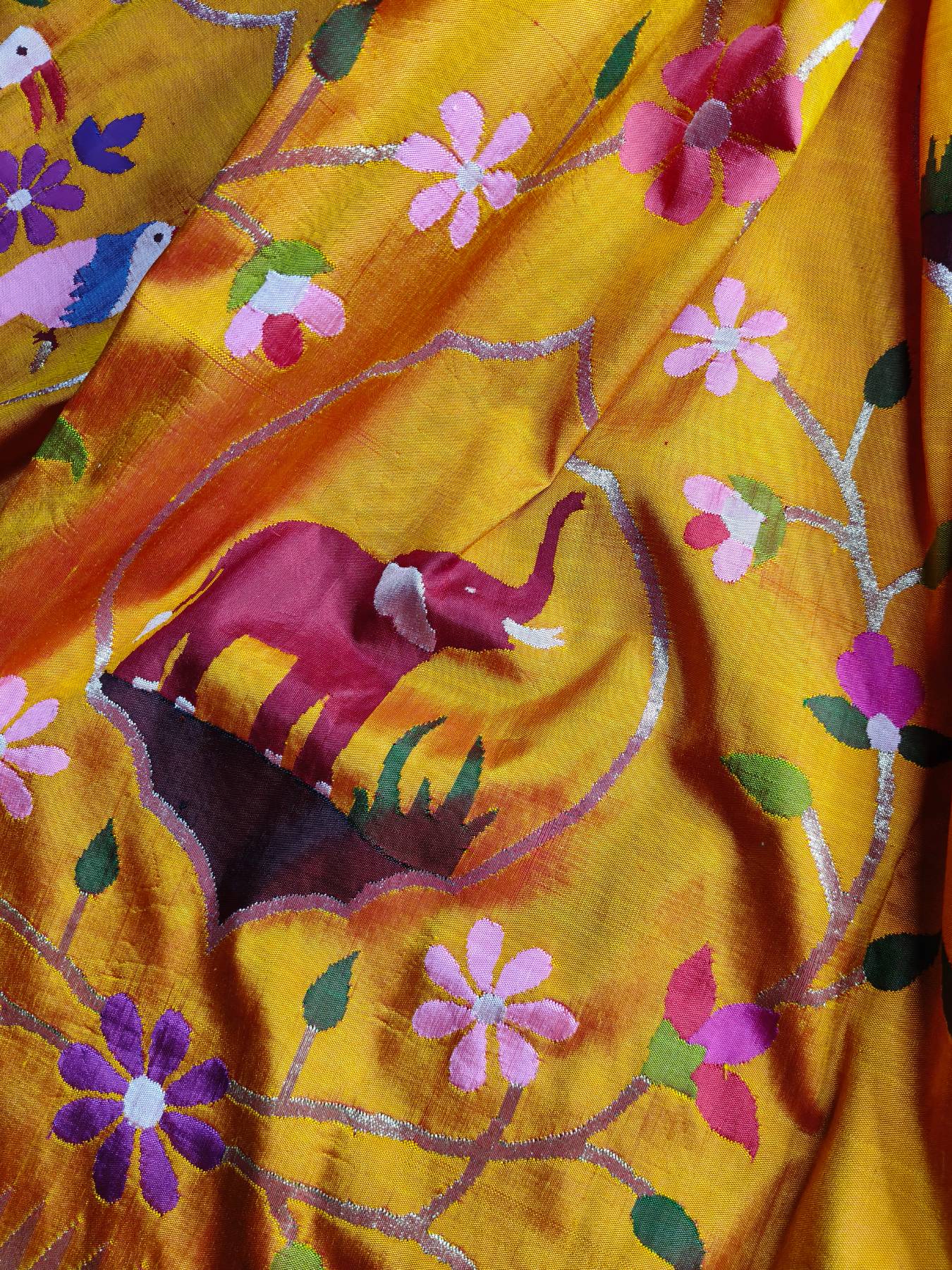 ORANGE YELLOW SILK PURE HANDLOOM EXCLUSIVE PAITHANI SAREE