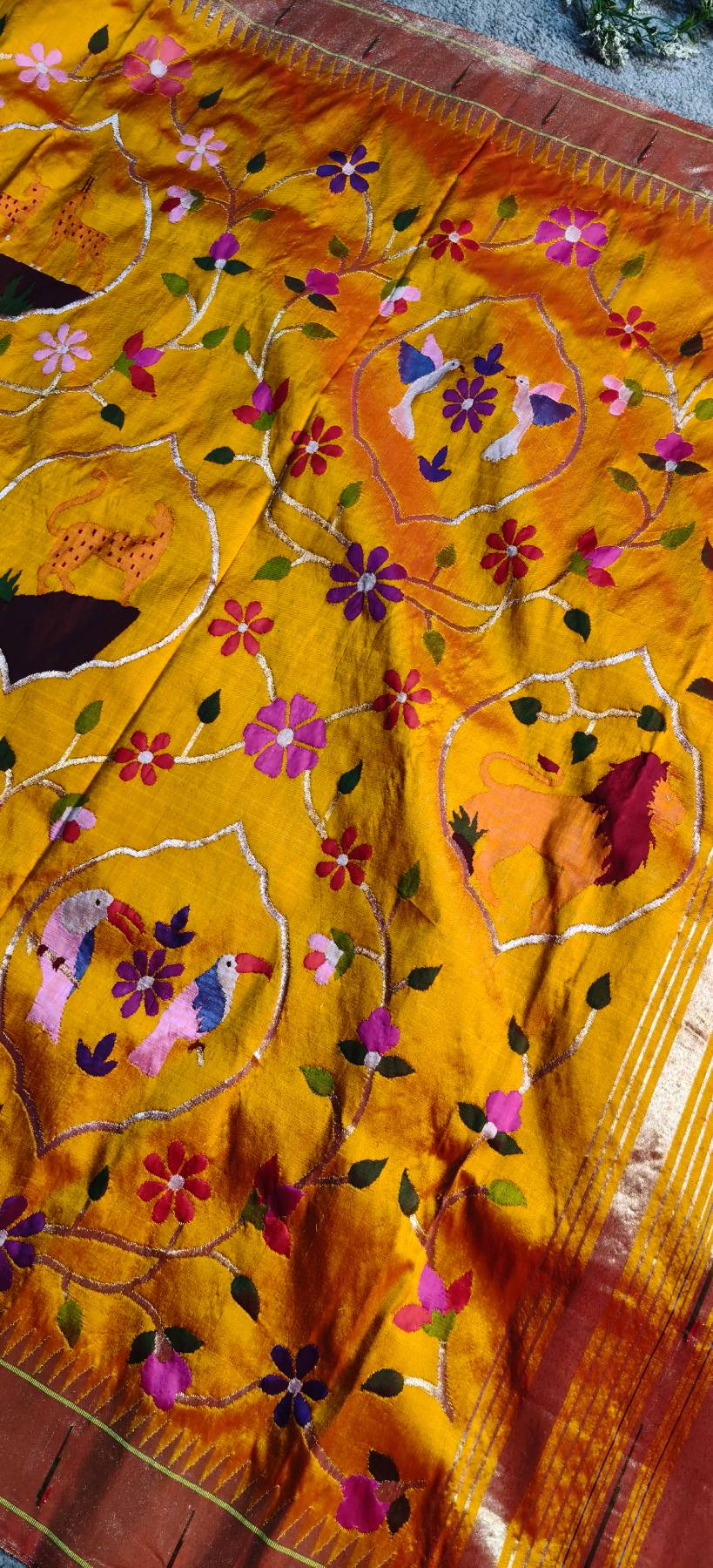 ORANGE YELLOW SILK PURE HANDLOOM EXCLUSIVE PAITHANI SAREE