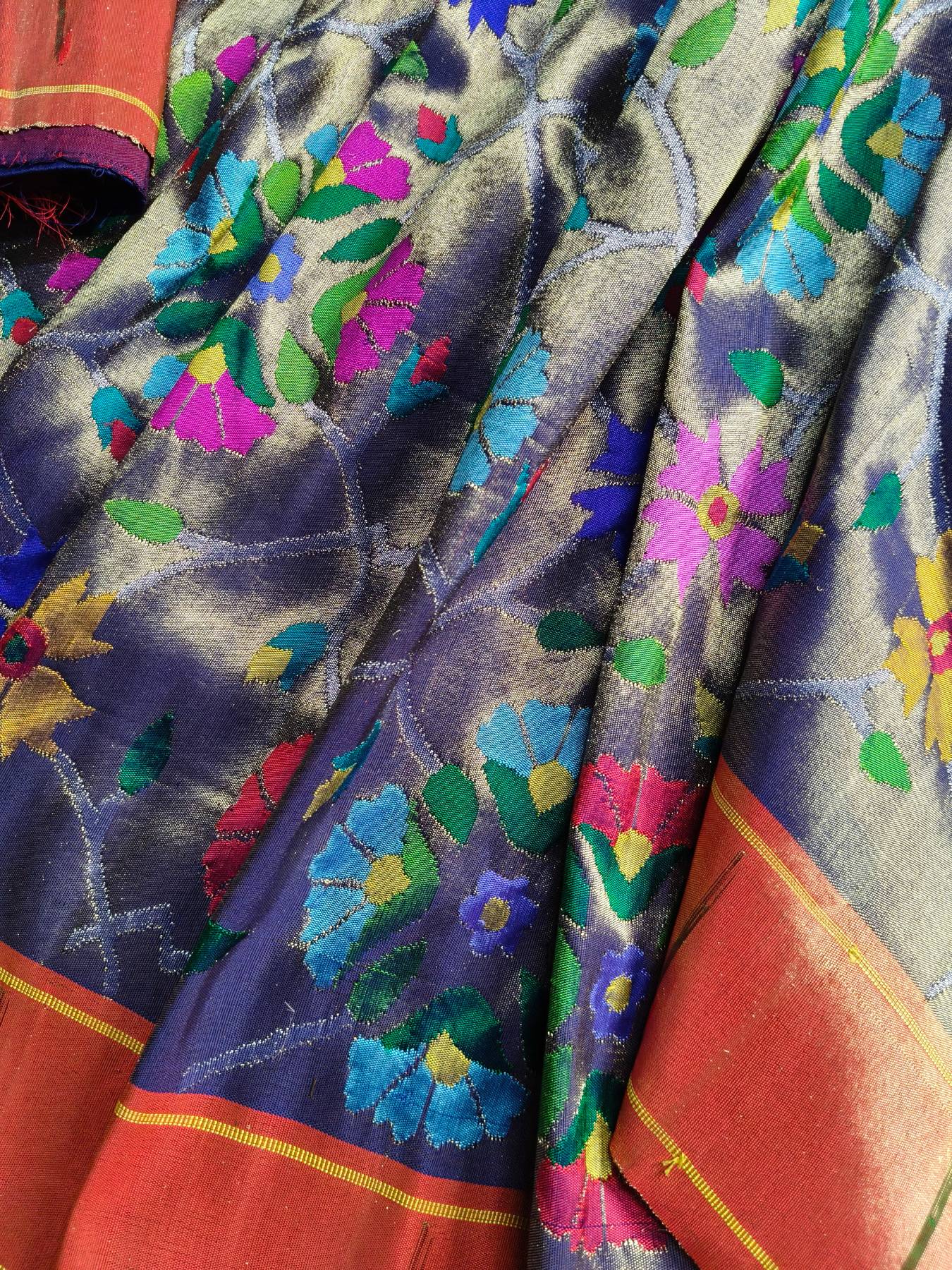 MIDNIGHT BLUE SILK TISSUE PURE HANDLOOM EXCLUSIVE PAITHANI SAREE