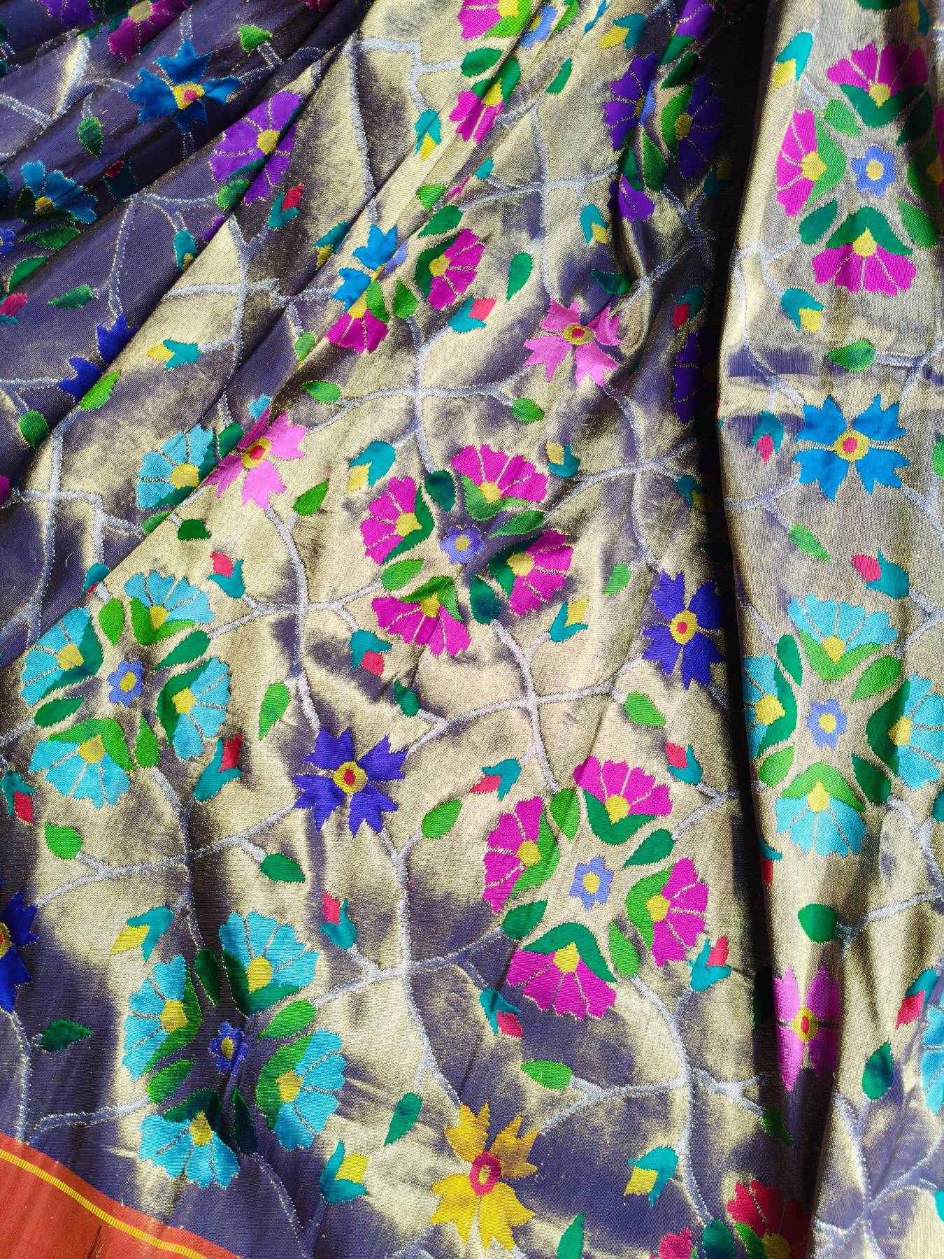 MIDNIGHT BLUE SILK TISSUE PURE HANDLOOM EXCLUSIVE PAITHANI SAREE