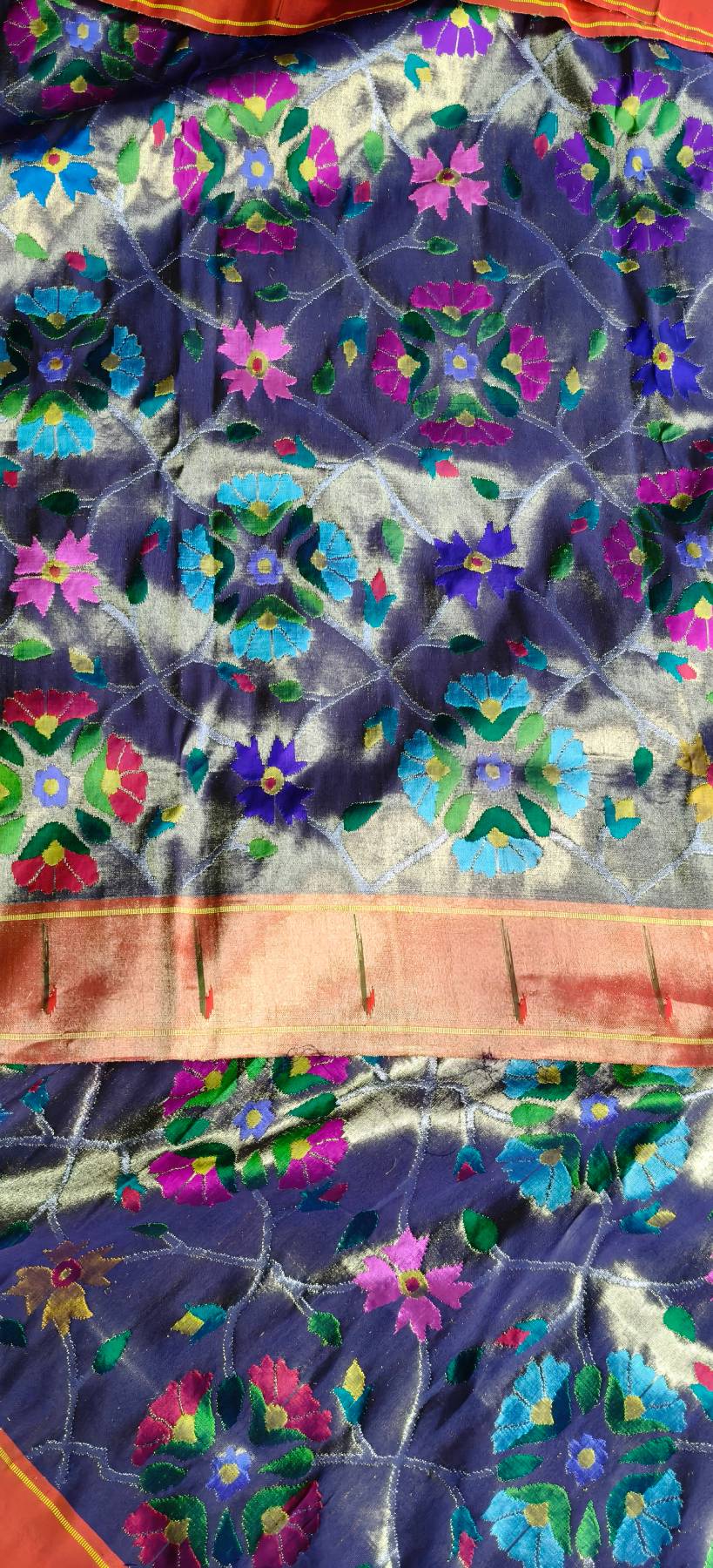 MIDNIGHT BLUE SILK TISSUE PURE HANDLOOM EXCLUSIVE PAITHANI SAREE