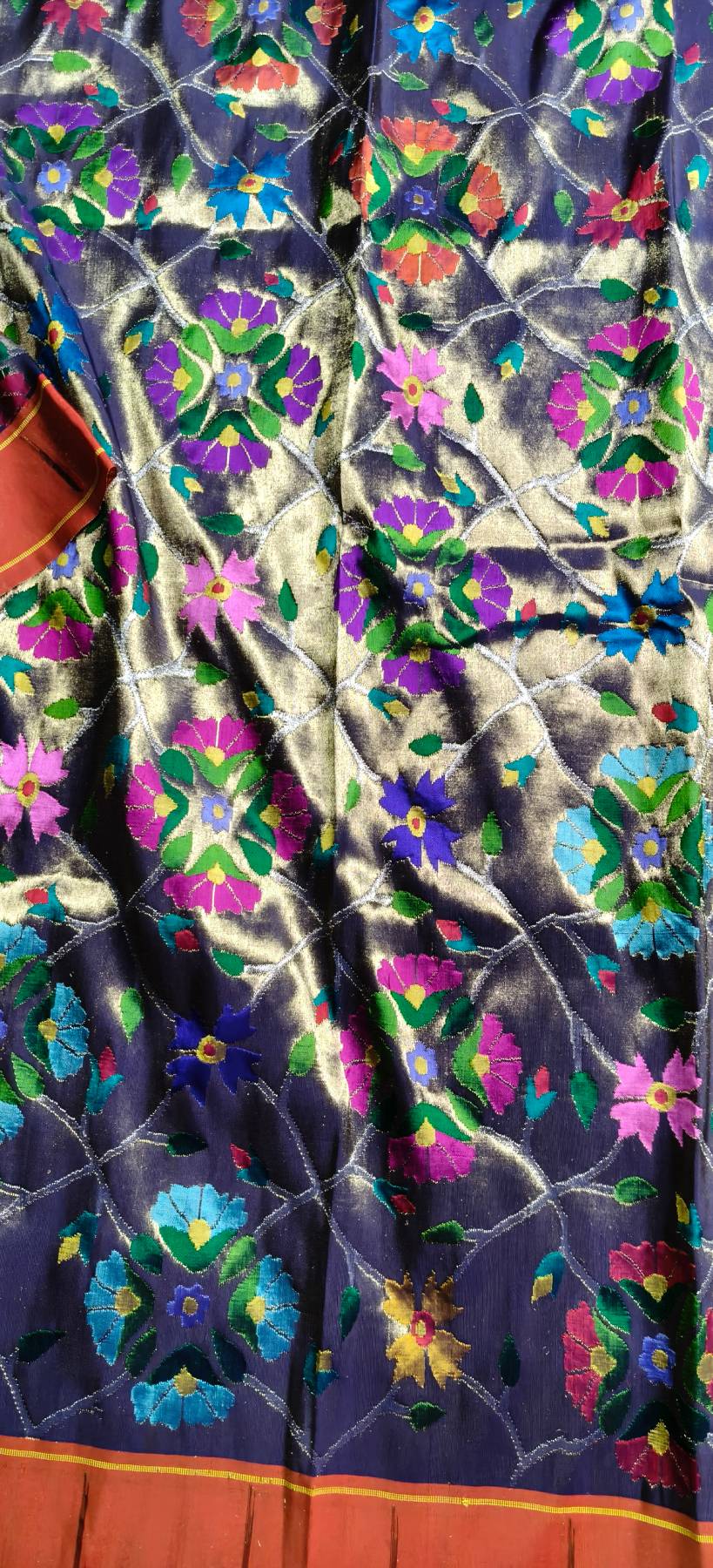 MIDNIGHT BLUE SILK TISSUE PURE HANDLOOM EXCLUSIVE PAITHANI SAREE