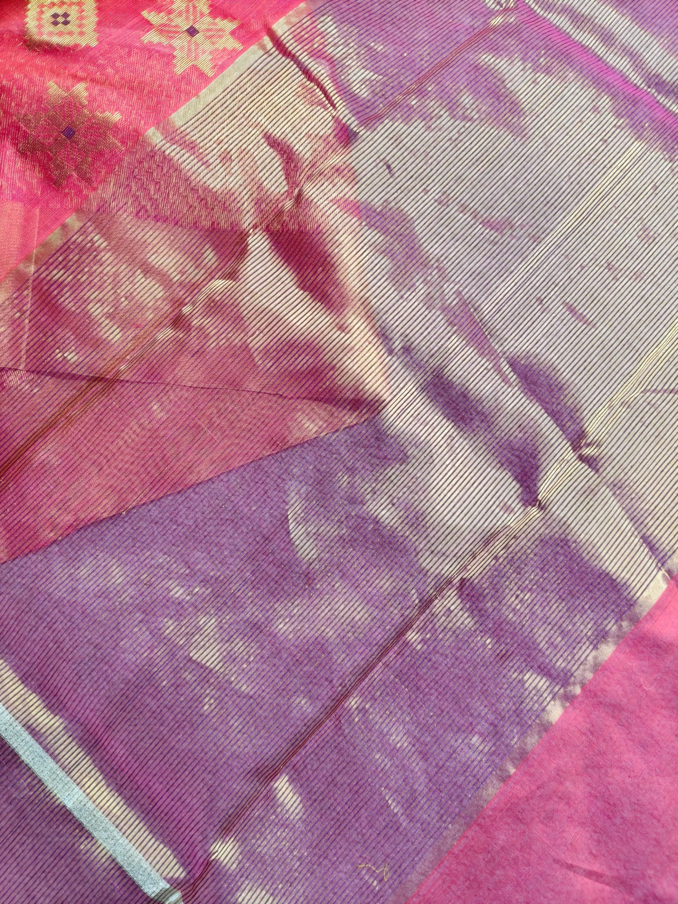 CORAL PINK SILK PURE HANDLOOM CHANDERI SAREE