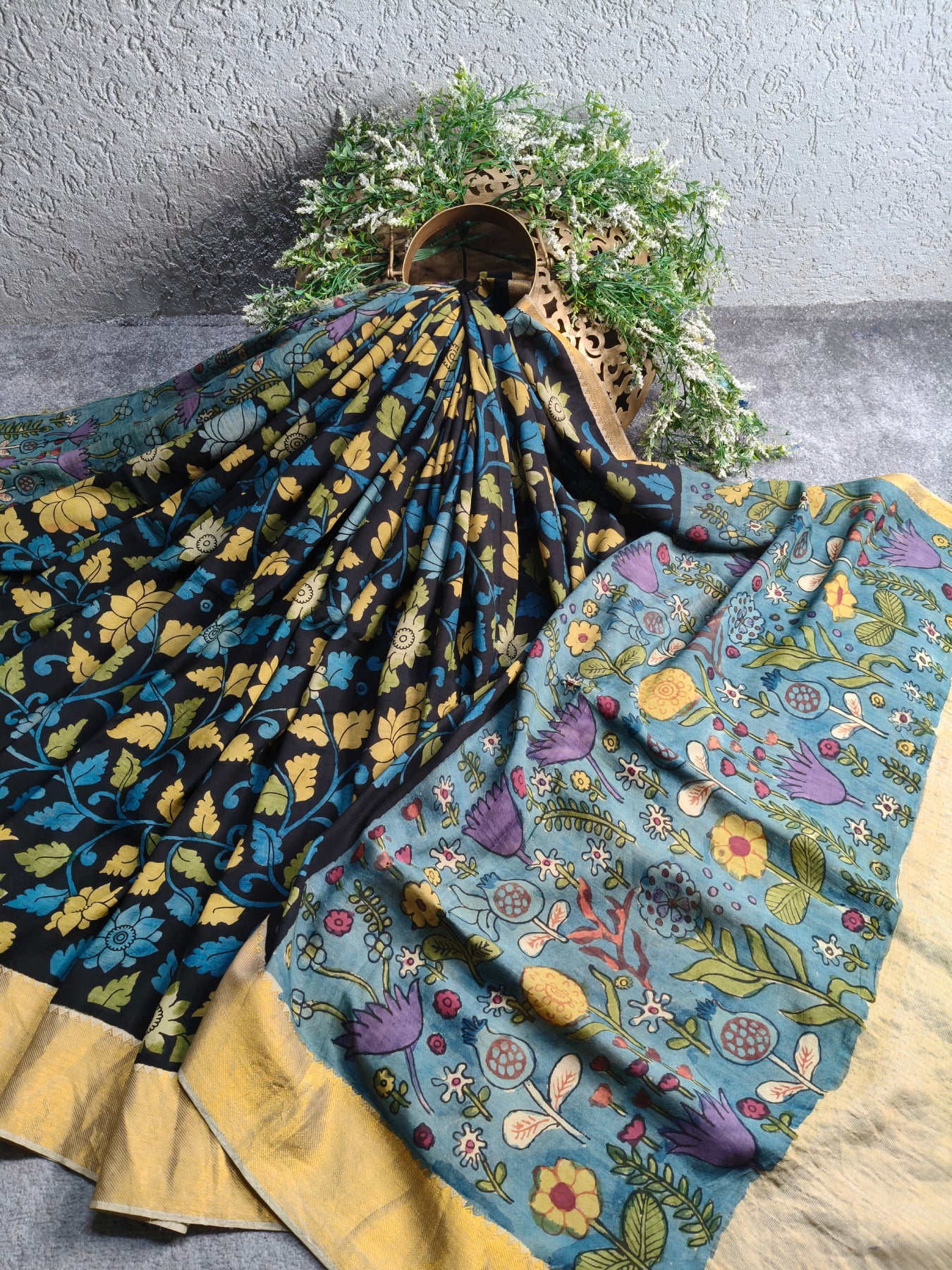 BLACK CHANNAURI SILK PURE HANDLOOM KALAMKARI SAREE
