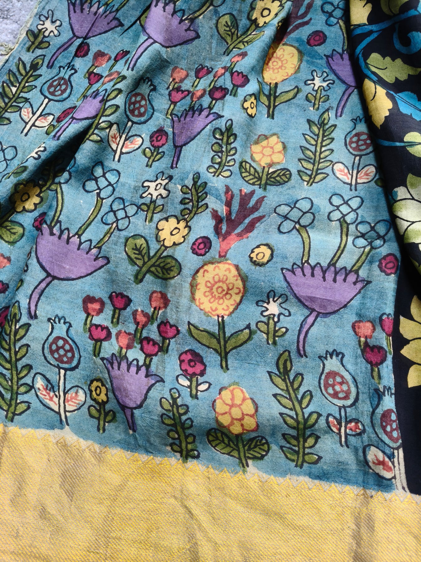 BLACK CHANNAURI SILK PURE HANDLOOM KALAMKARI SAREE