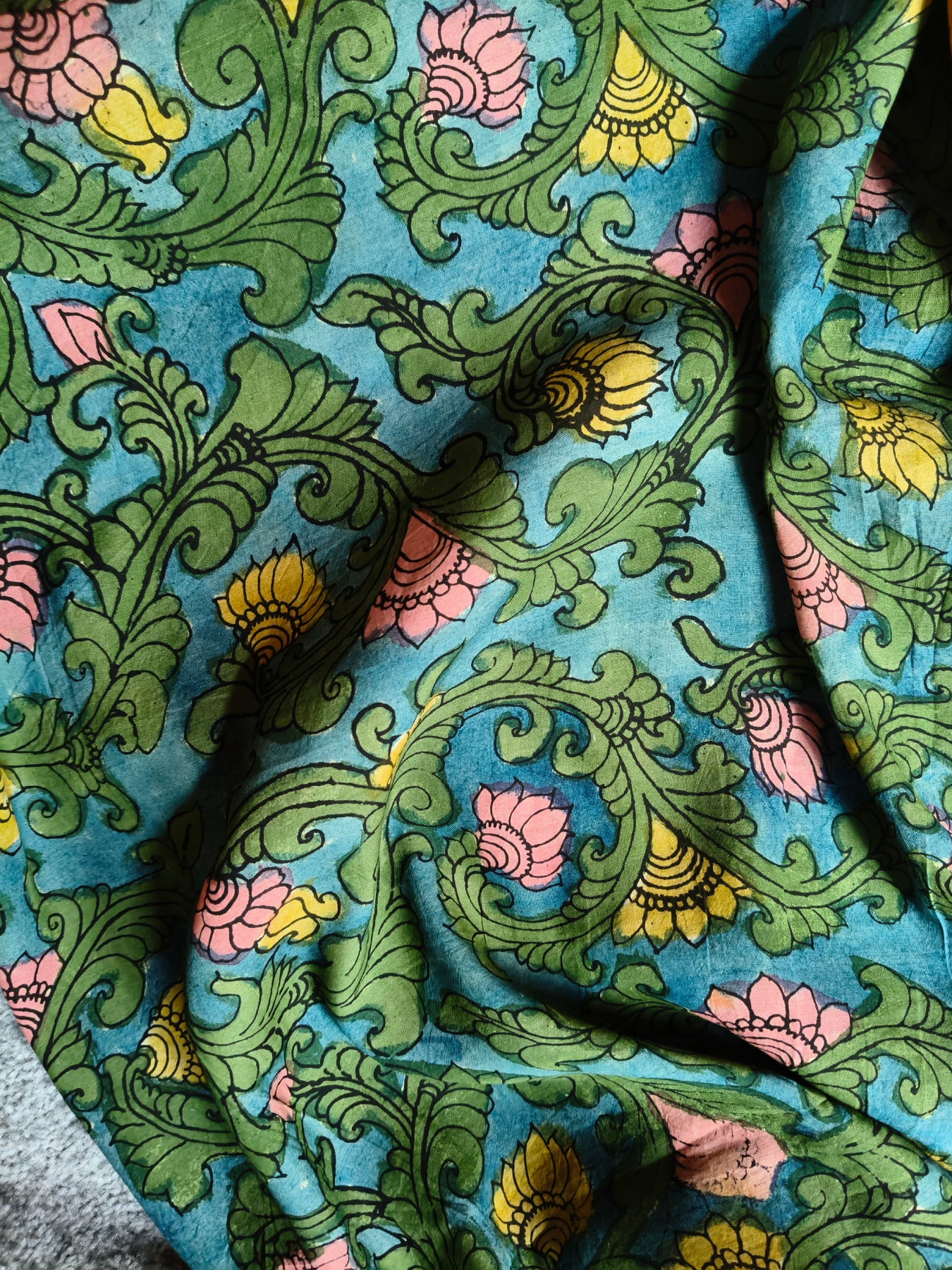 ORANGE SICO PURE HANDLOOM KALAMKARI SAREE