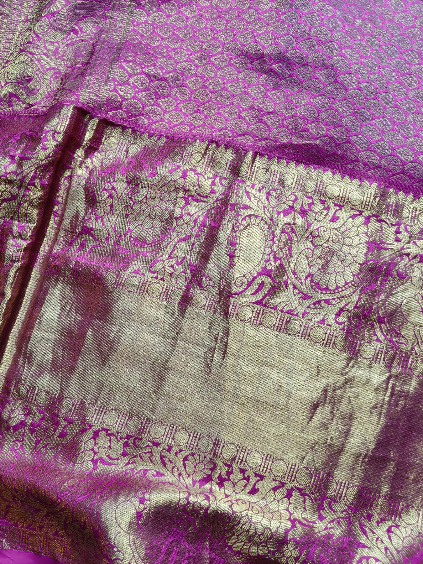 BLUE KANCHI SILK PURE HANDLOOM KALAMKARI SAREE