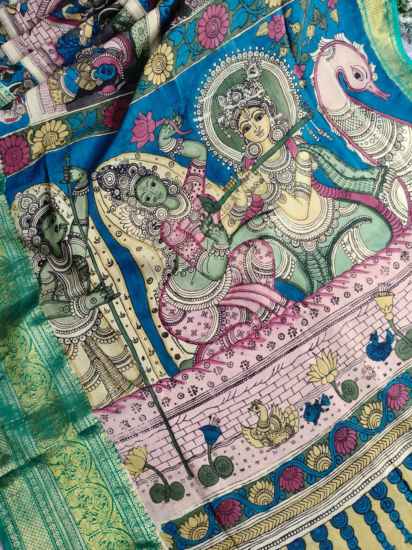 COLOURFUL CHANNAWARI SILK PURE HANDLOOM KALAMKARI SAREE