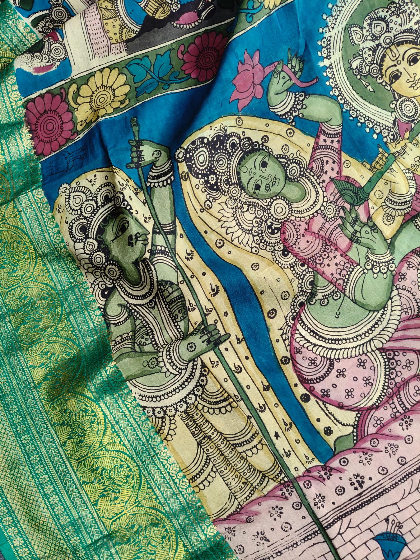 COLOURFUL CHANNAWARI SILK PURE HANDLOOM KALAMKARI SAREE