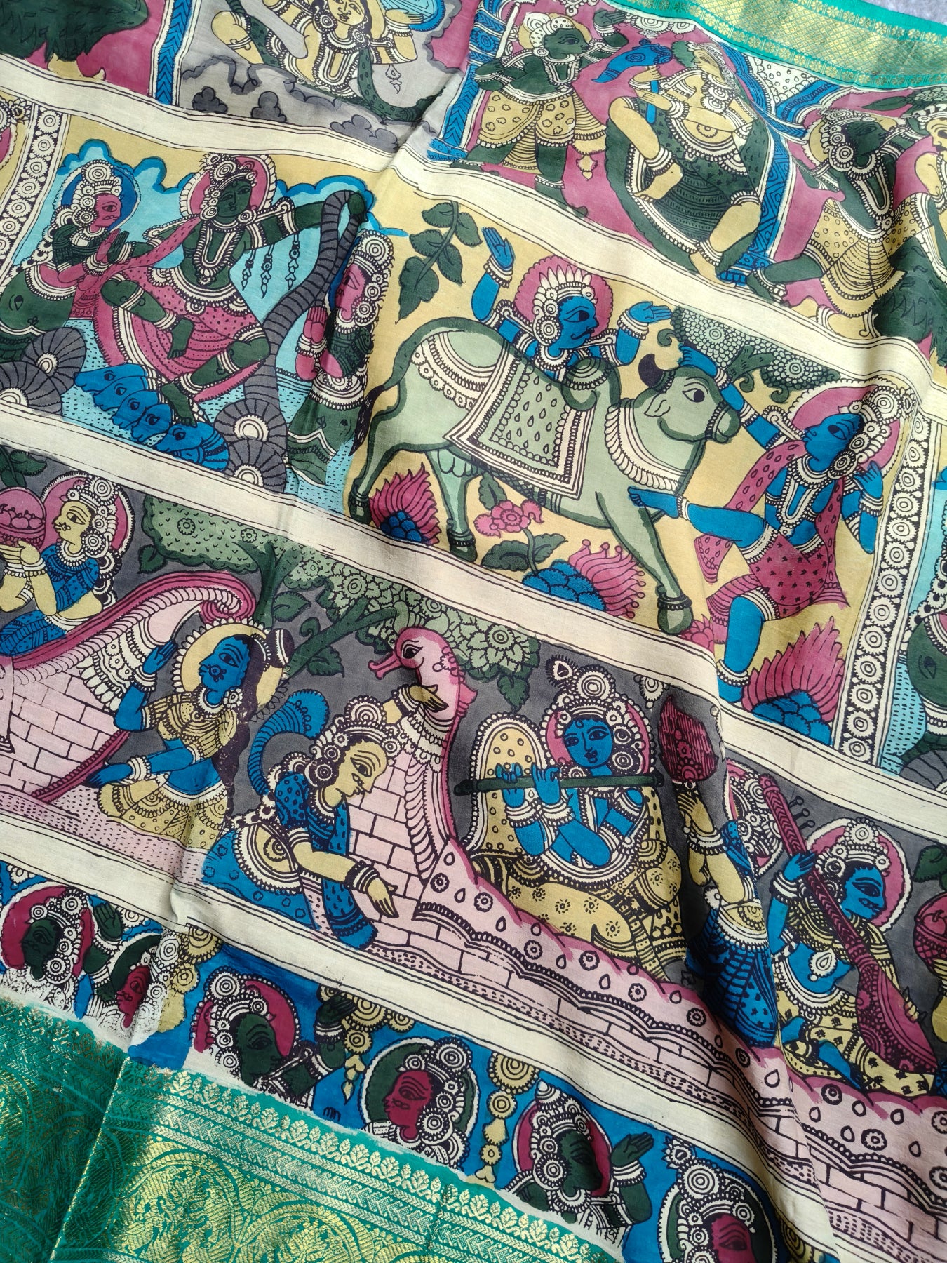 COLOURFUL CHANNAWARI SILK PURE HANDLOOM KALAMKARI SAREE