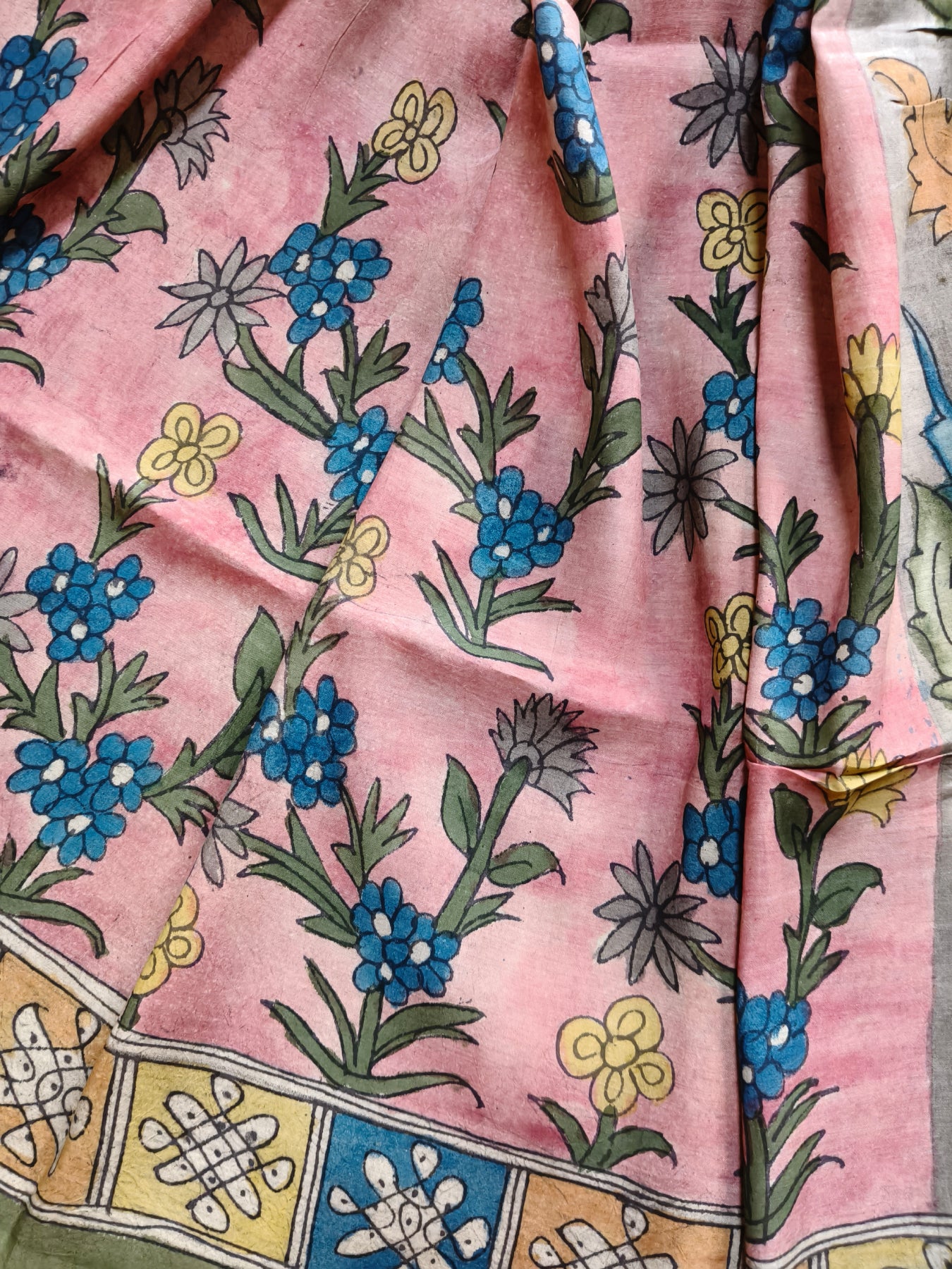 GREY SICO PURE HANDLOOM KALAMKARI SAREE
