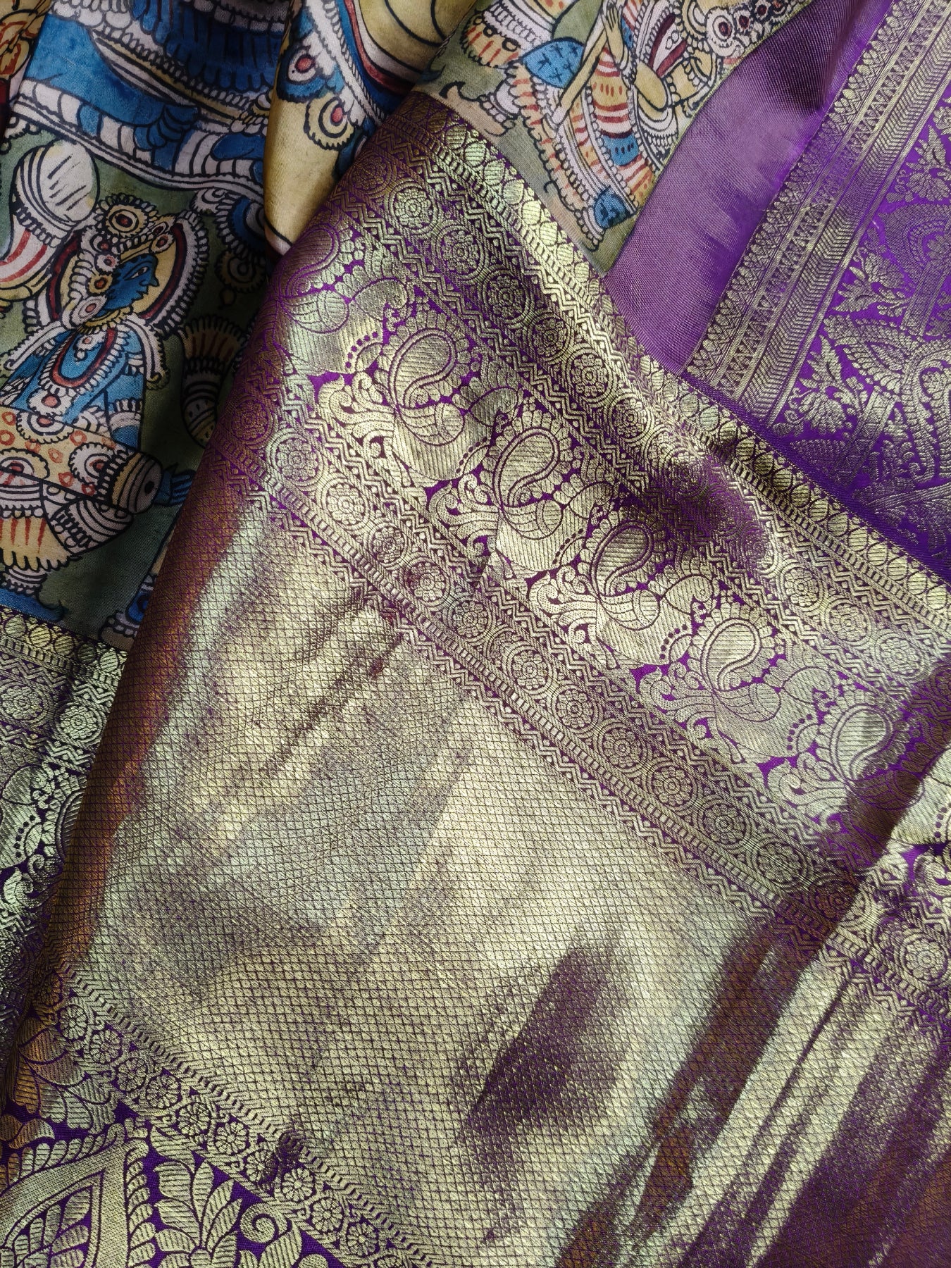 PINK KANCHI PATTU SILK PURE HANDLOOM KALAMKARI SAREE