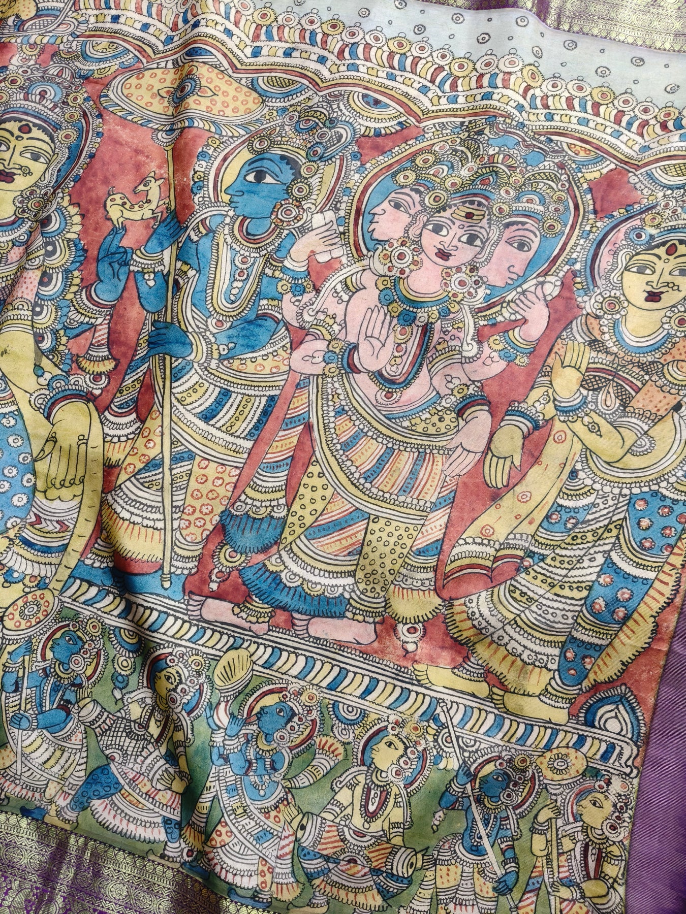 PINK KANCHI PATTU SILK PURE HANDLOOM KALAMKARI SAREE