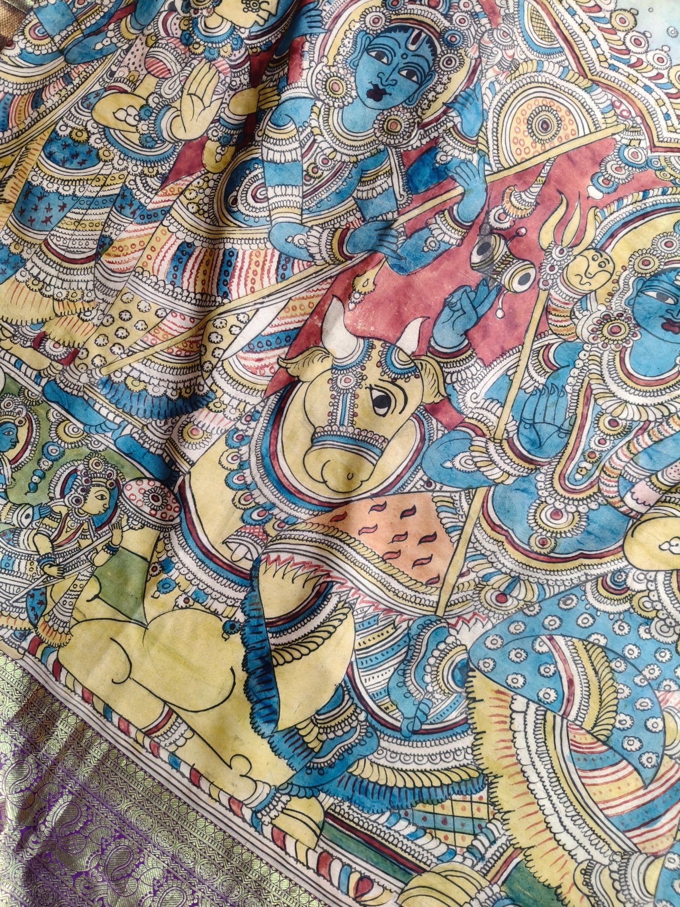 PINK KANCHI PATTU SILK PURE HANDLOOM KALAMKARI SAREE
