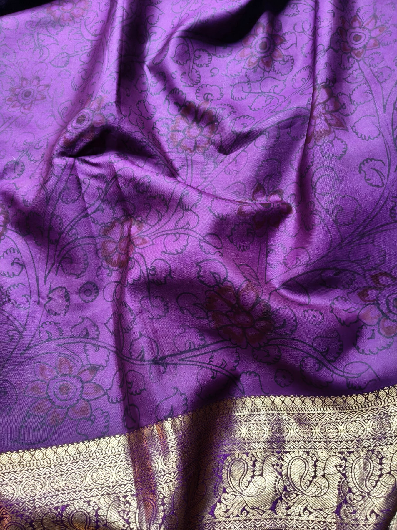PINK KANCHI PATTU SILK PURE HANDLOOM KALAMKARI SAREE