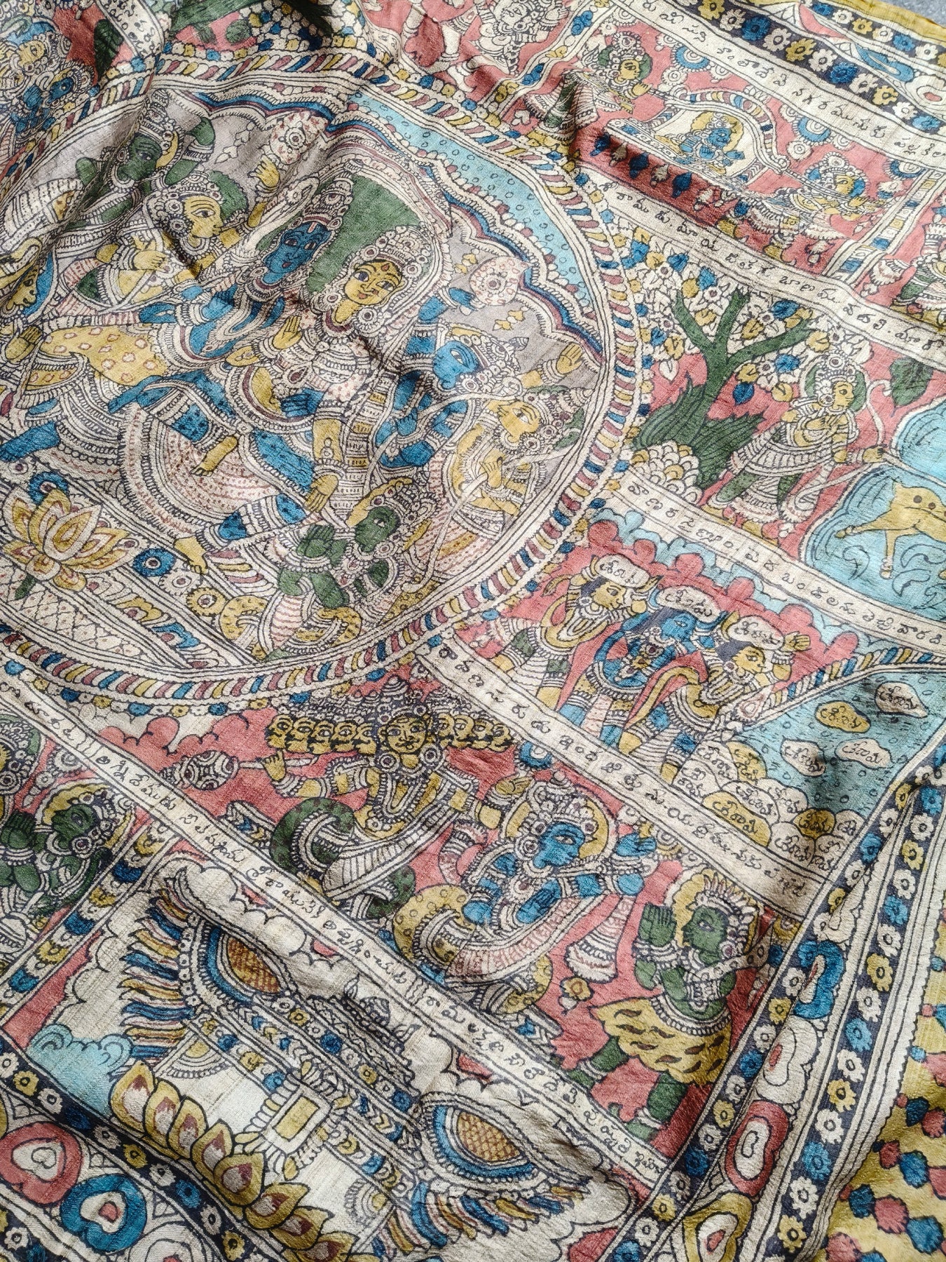 BLACK TUSSAR SILK PURE HANDLOOM KALAMKARI SAREE