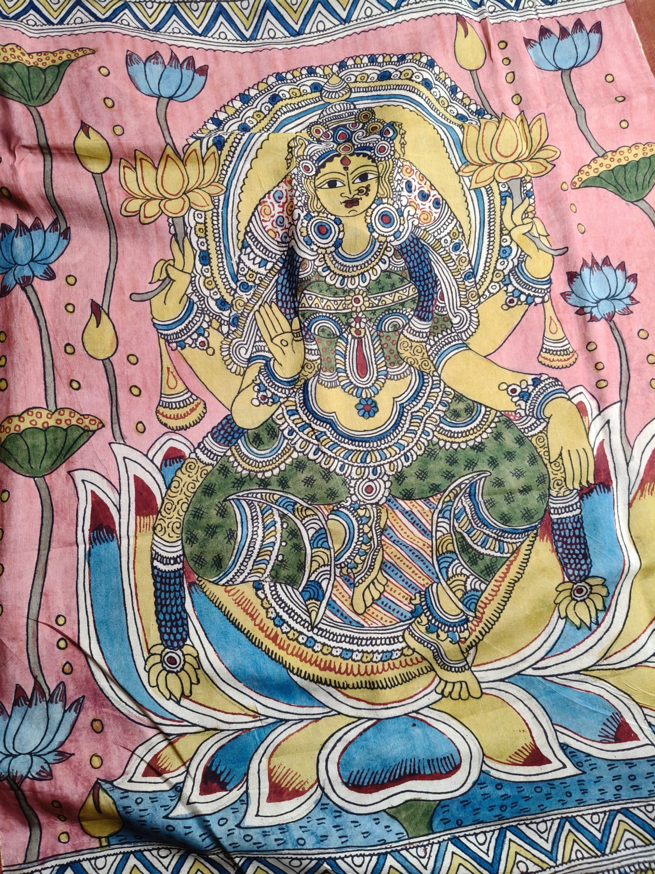 BLUE CHANNAWRI SILK PURE HANDLOOM KALAMKARI SAREE