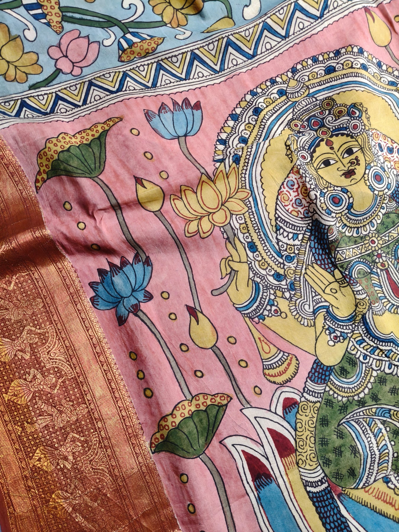 BLUE CHANNAWRI SILK PURE HANDLOOM KALAMKARI SAREE