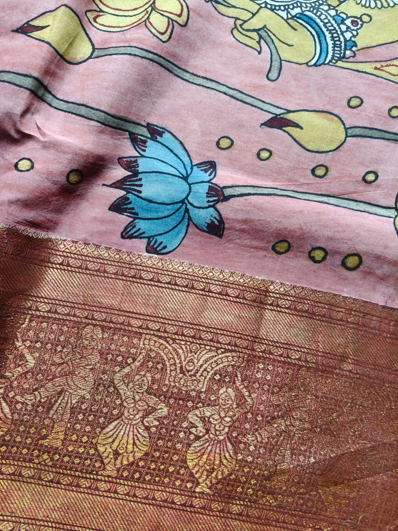 BLUE CHANNAWRI SILK PURE HANDLOOM KALAMKARI SAREE