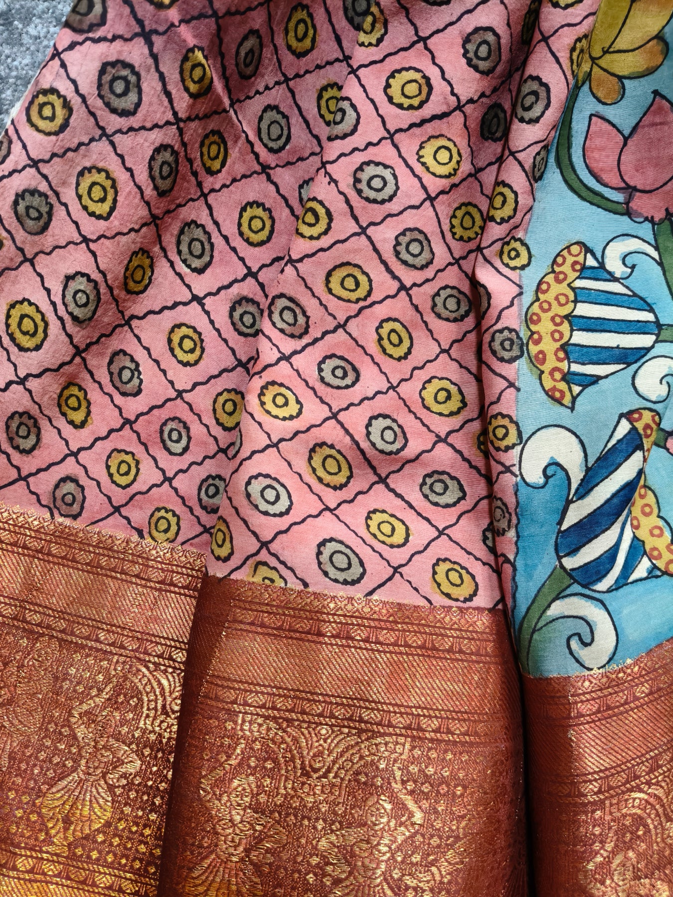 BLUE CHANNAWRI SILK PURE HANDLOOM KALAMKARI SAREE