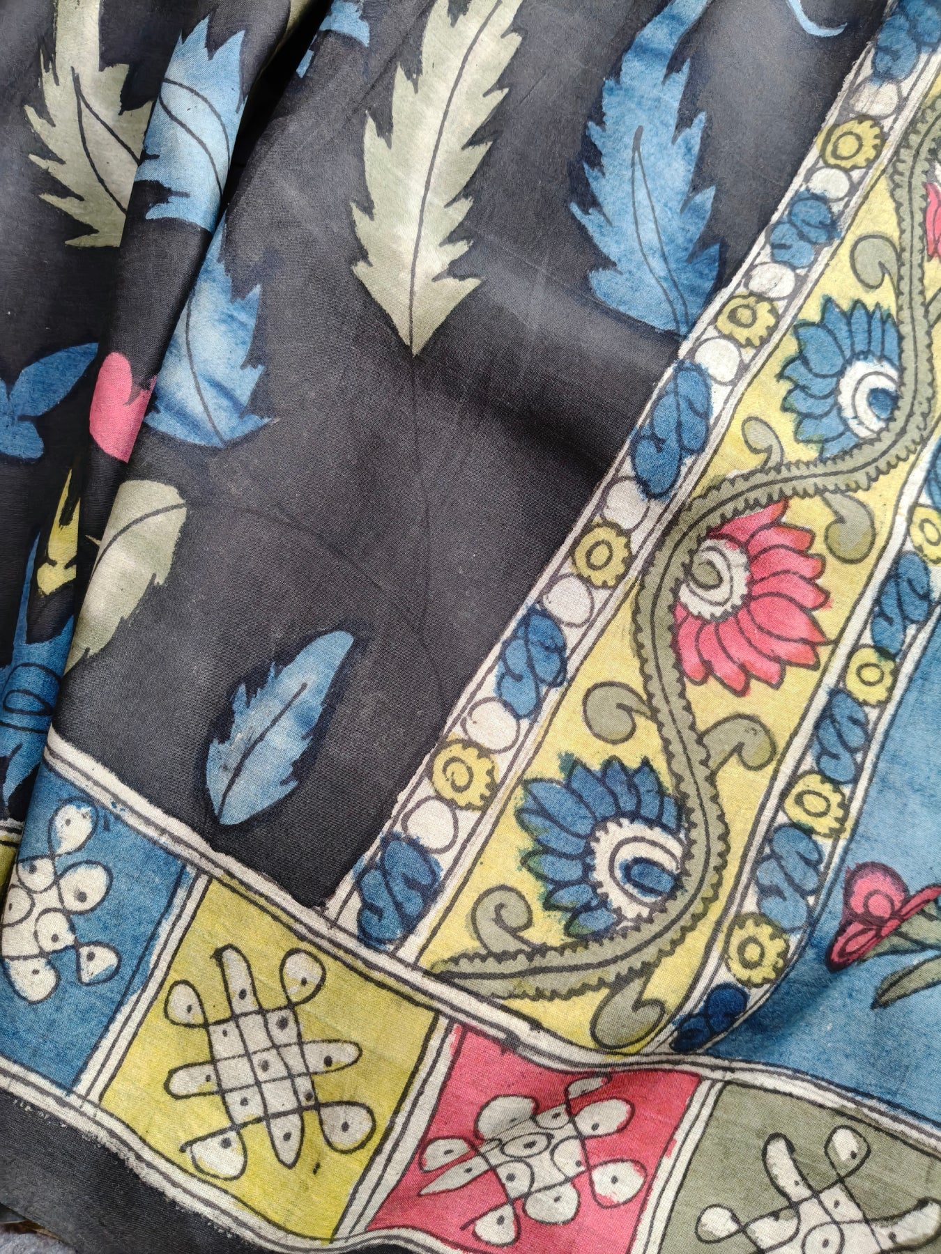 BLACK SICO PURE HANDLOOM KALAMKARI SAREE