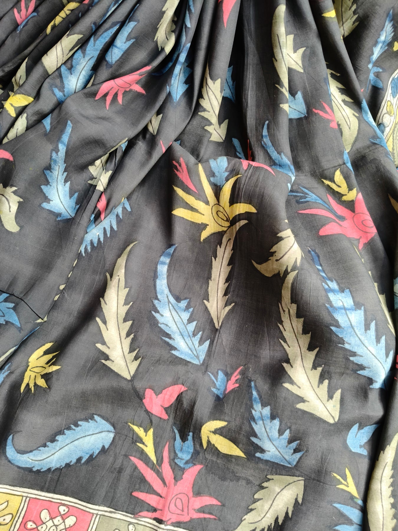 BLACK SICO PURE HANDLOOM KALAMKARI SAREE