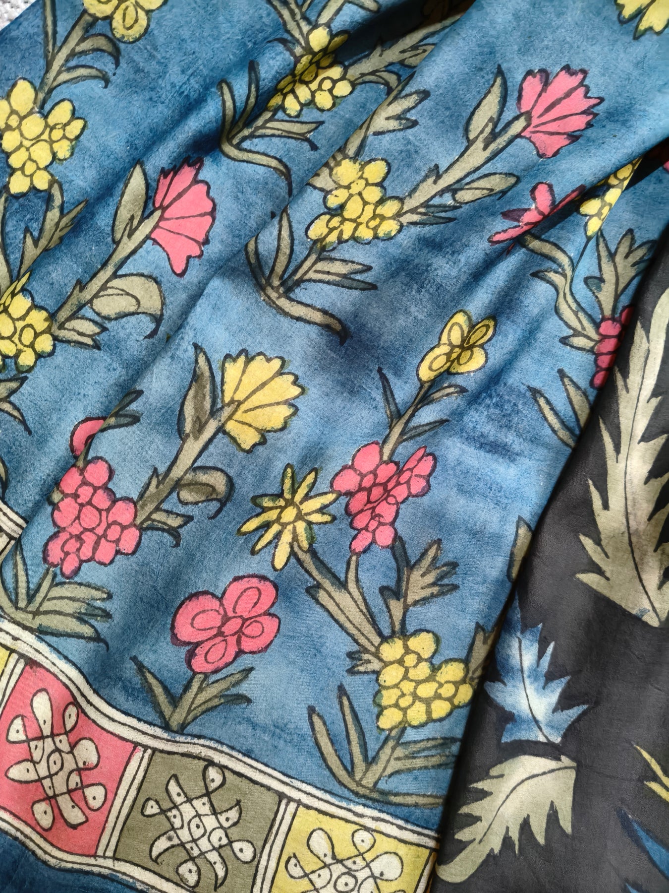 BLACK SICO PURE HANDLOOM KALAMKARI SAREE