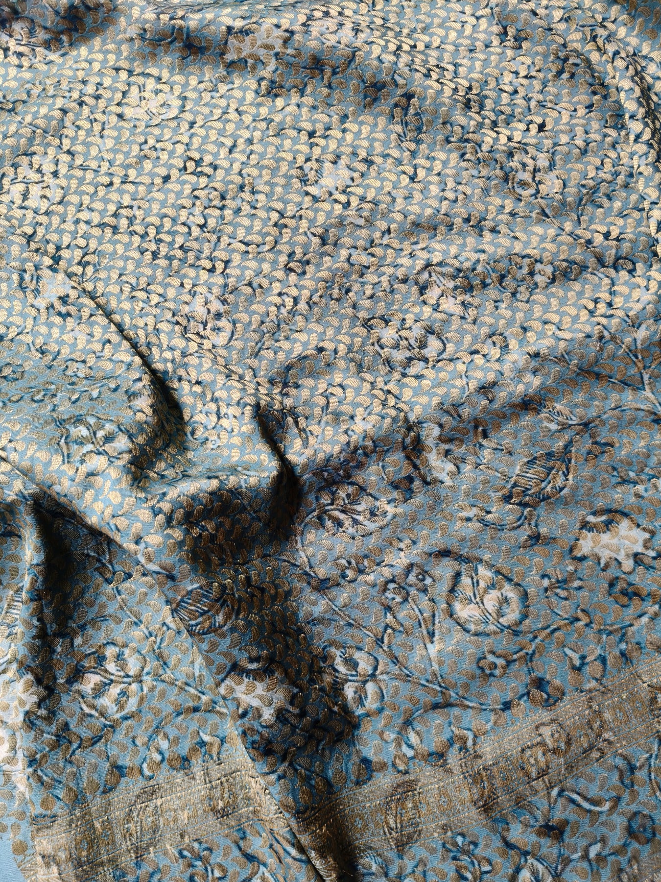 BLUE MUNGA SILK PURE HANDLOOM KALAMKARI SAREE