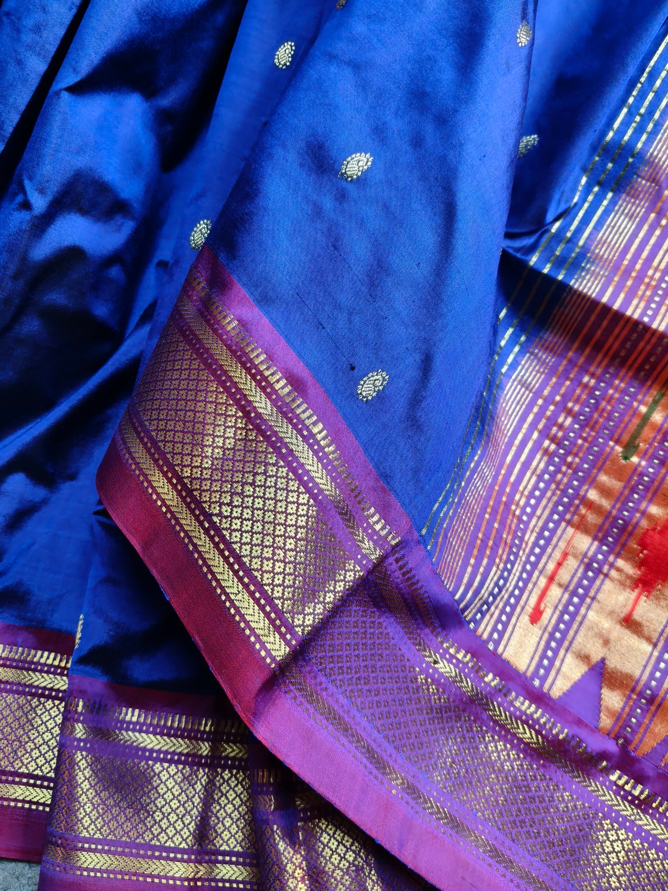 BLUE SILK PURE HANDLOOM PAITHANI SAREE