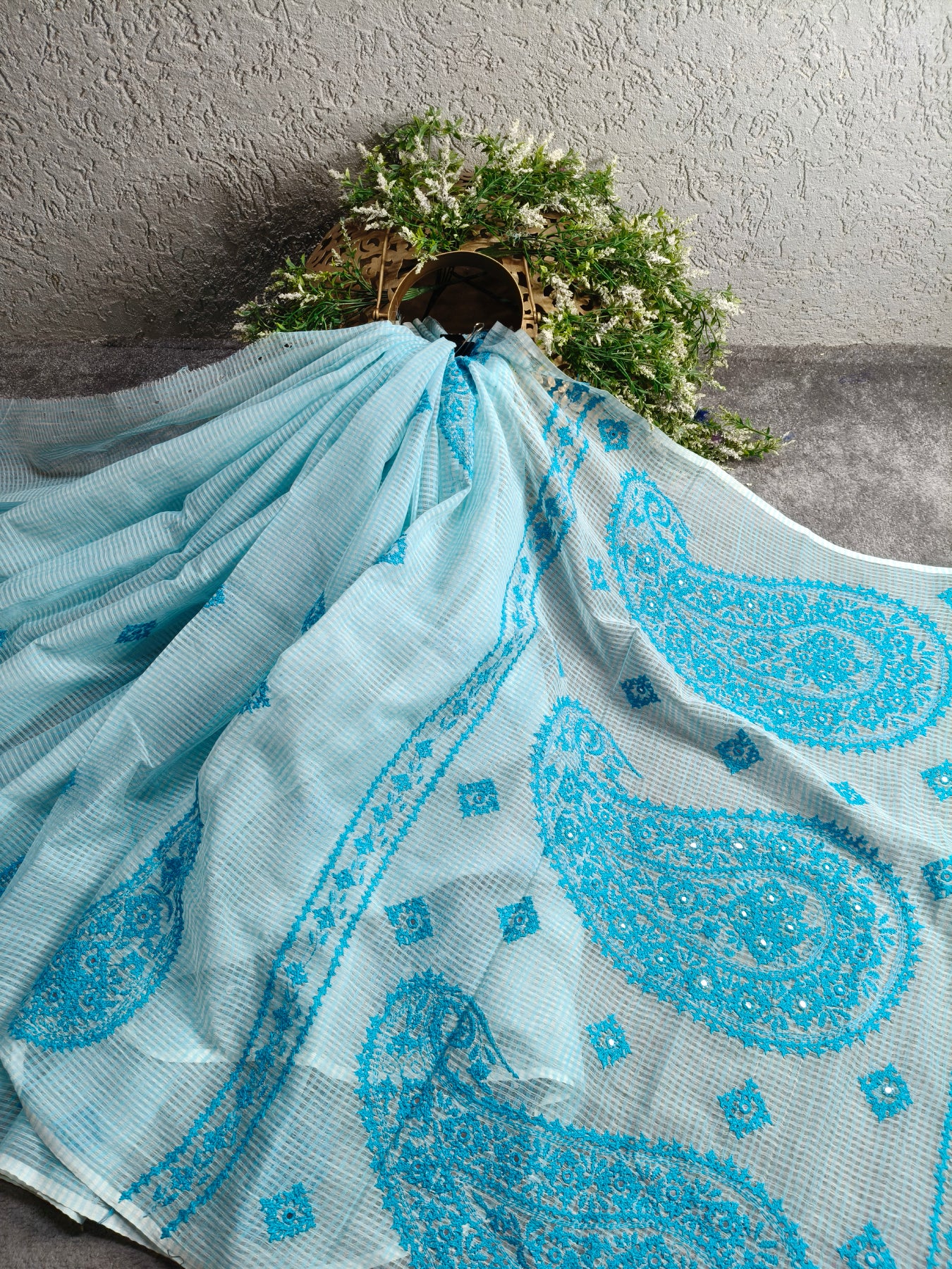 BLUE KOTA PURE HANDLOOM EMBROIDERY SAREE