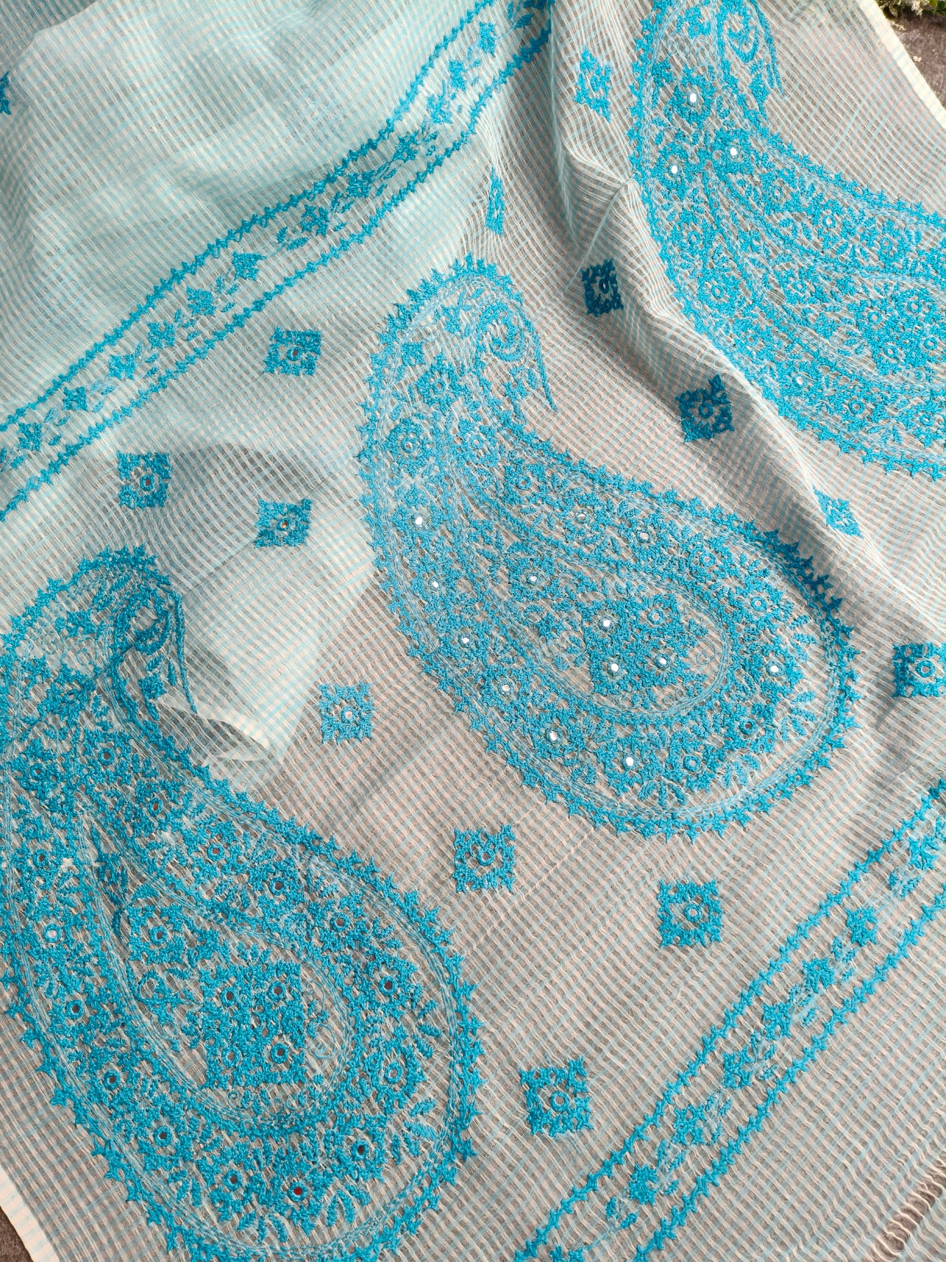 BLUE KOTA PURE HANDLOOM EMBROIDERY SAREE