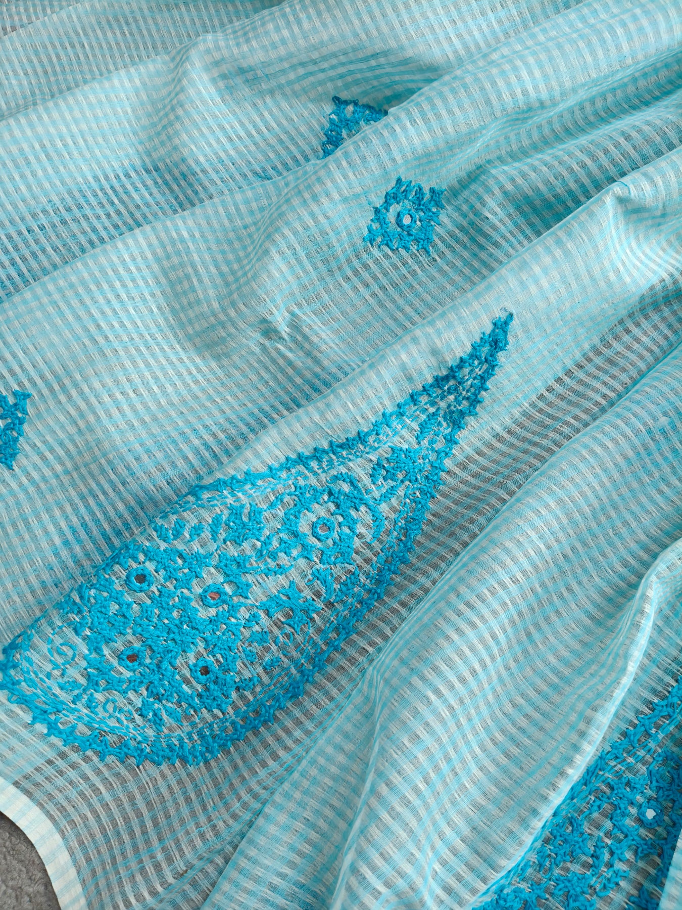 BLUE KOTA PURE HANDLOOM EMBROIDERY SAREE