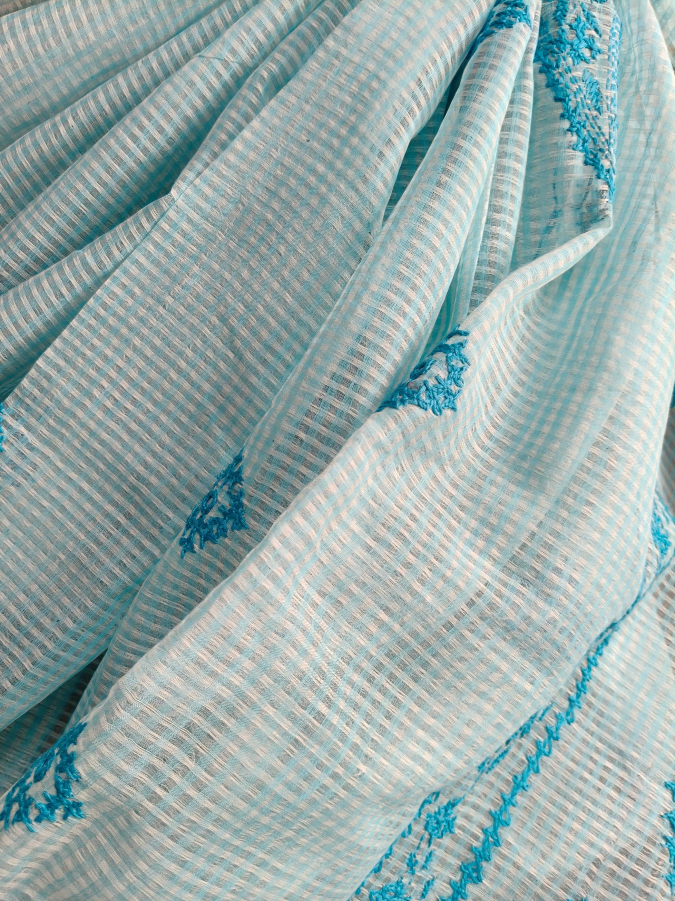 BLUE KOTA PURE HANDLOOM EMBROIDERY SAREE