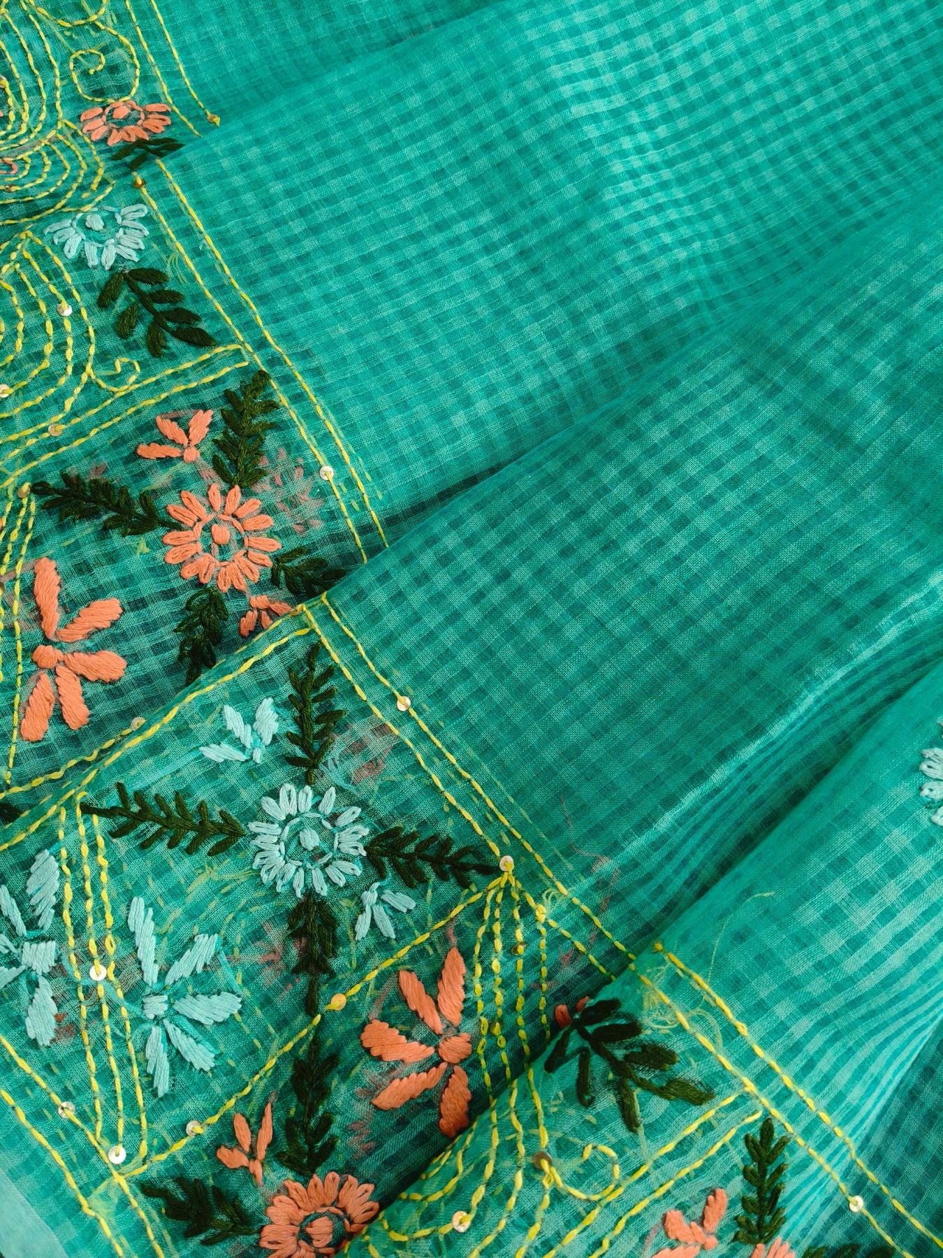 BLUE KOTA PURE HANDLOOM EMBROIDERY SAREE