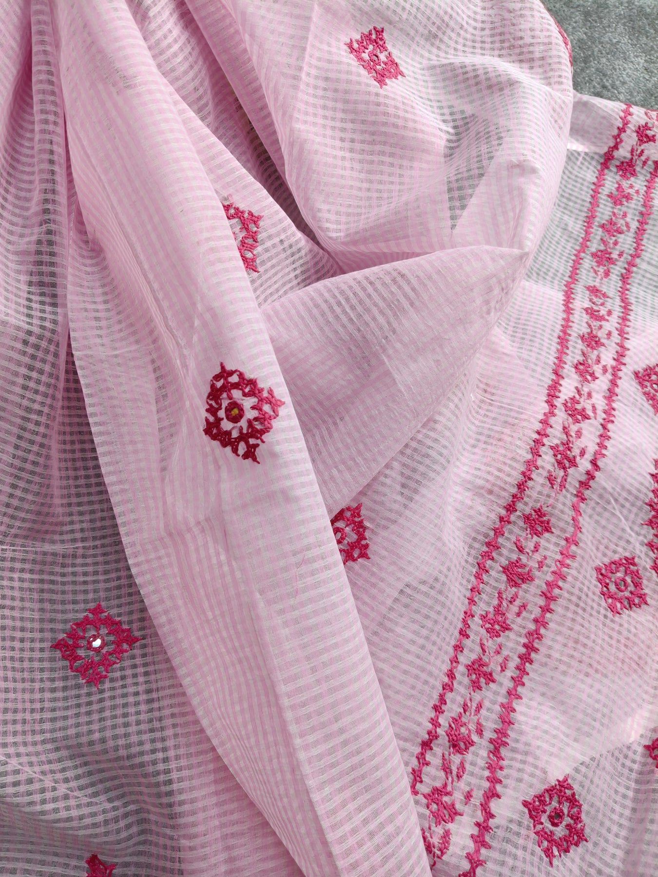 PINK KOTA PURE HANDLOOM EMBROIDERY SAREE