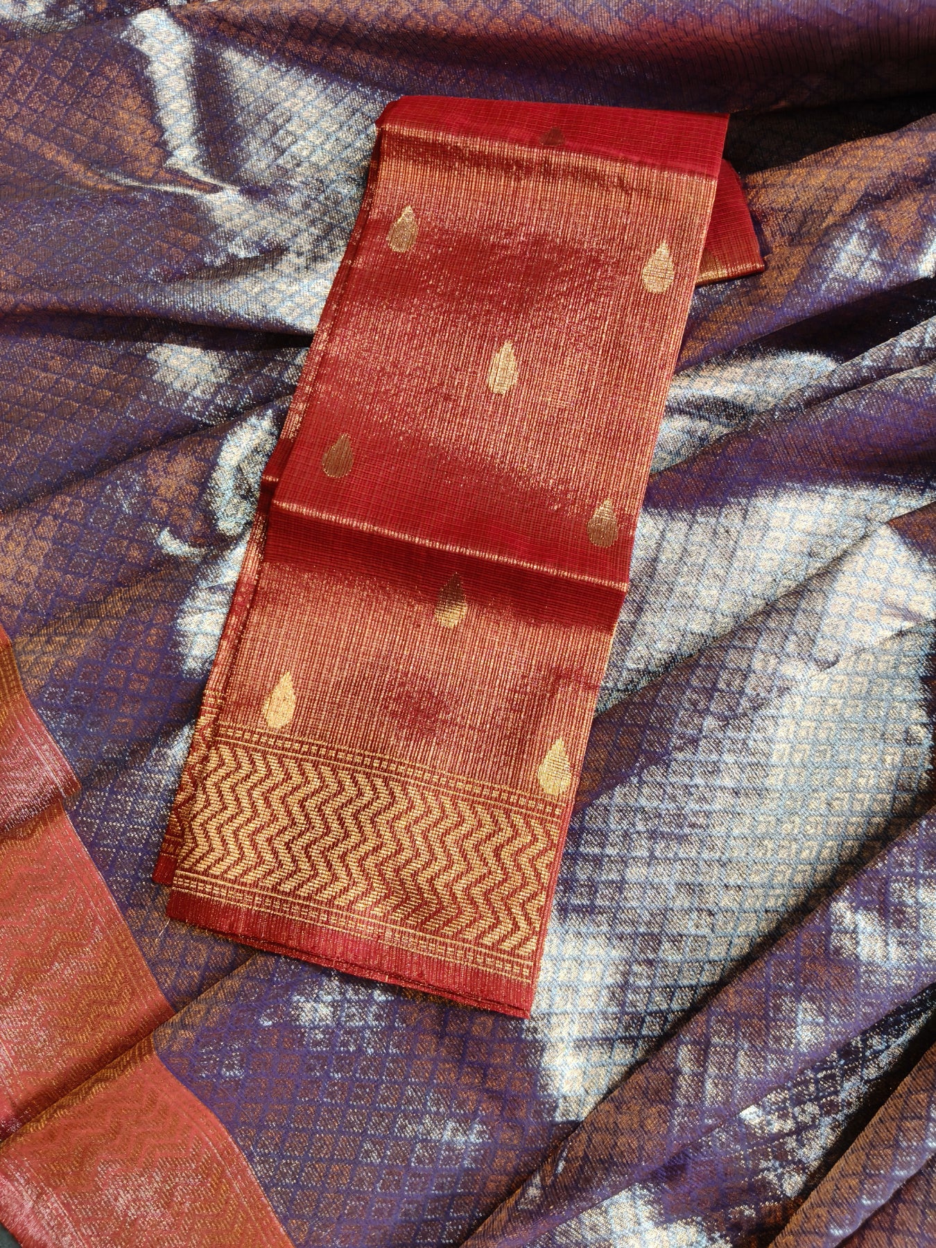 TWO TONE TISSUE PURE HANDLOOM DOUBLE TISSUE KOTA DORIYA SAREE