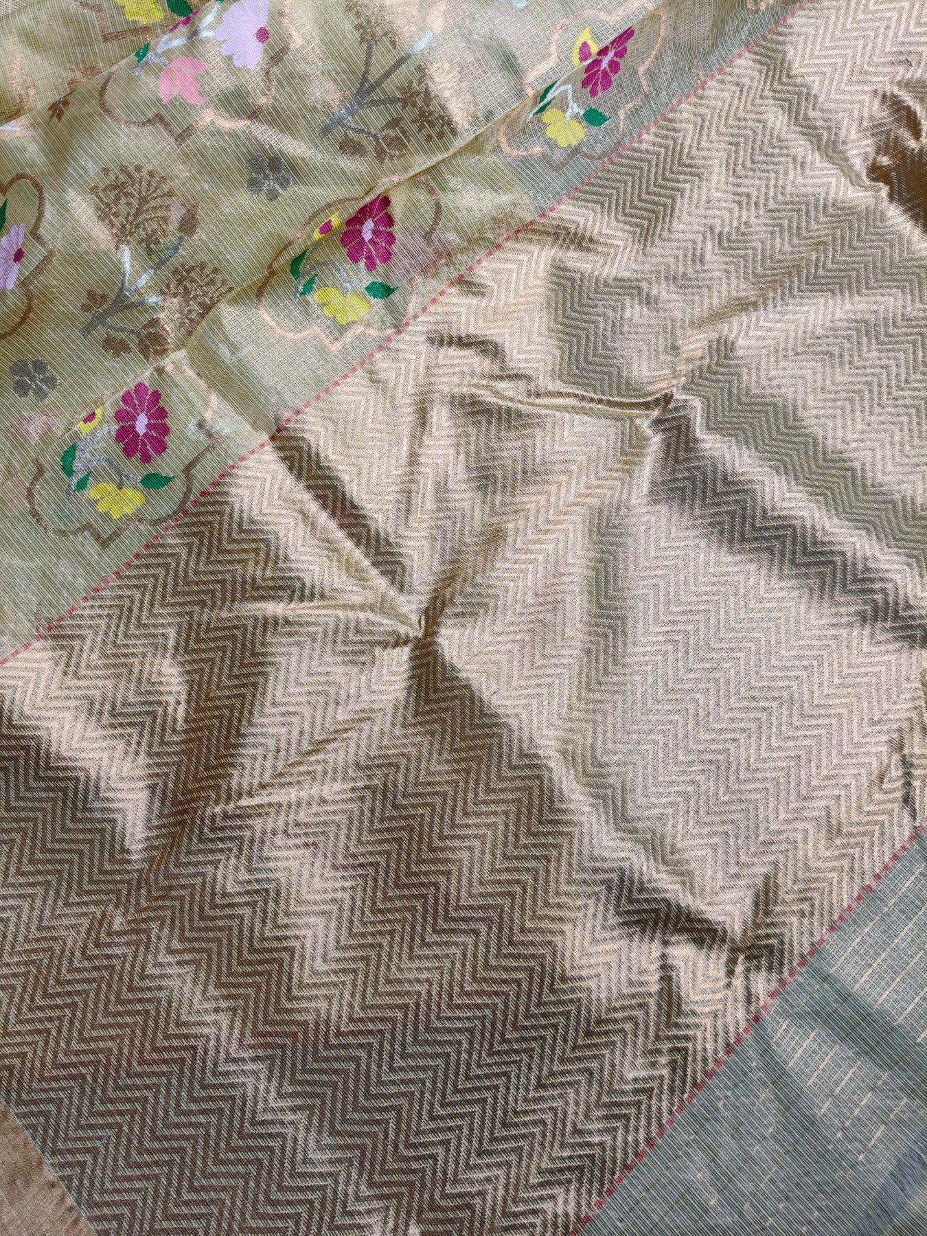 LIGHT YELLOW TISSUE PURE HANDLOOM SINGLE TISSUE KOTA DORIYA SAREE