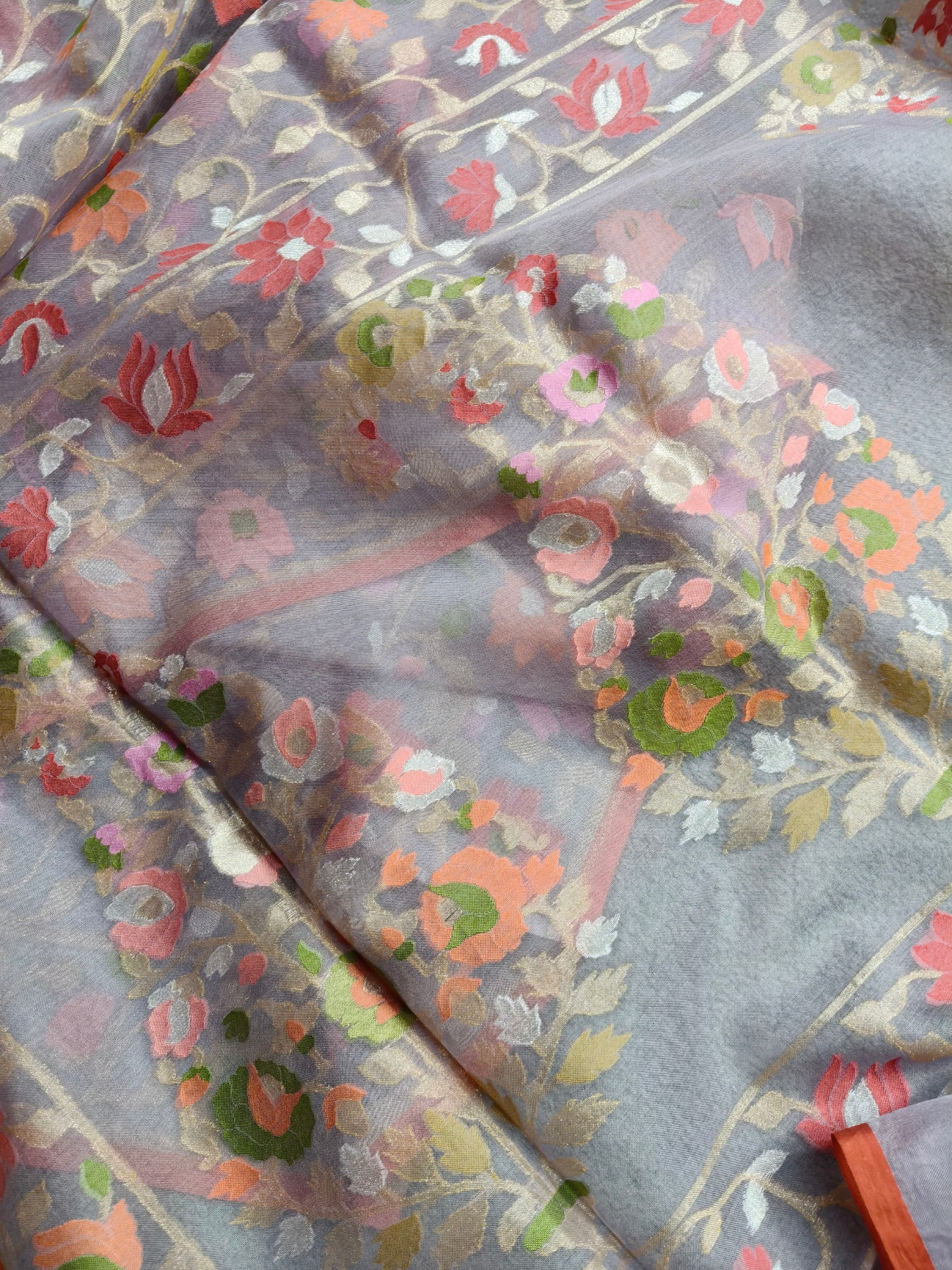 MAUVE KORA COTTON PURE HANDLOOM BANARSI SAREE